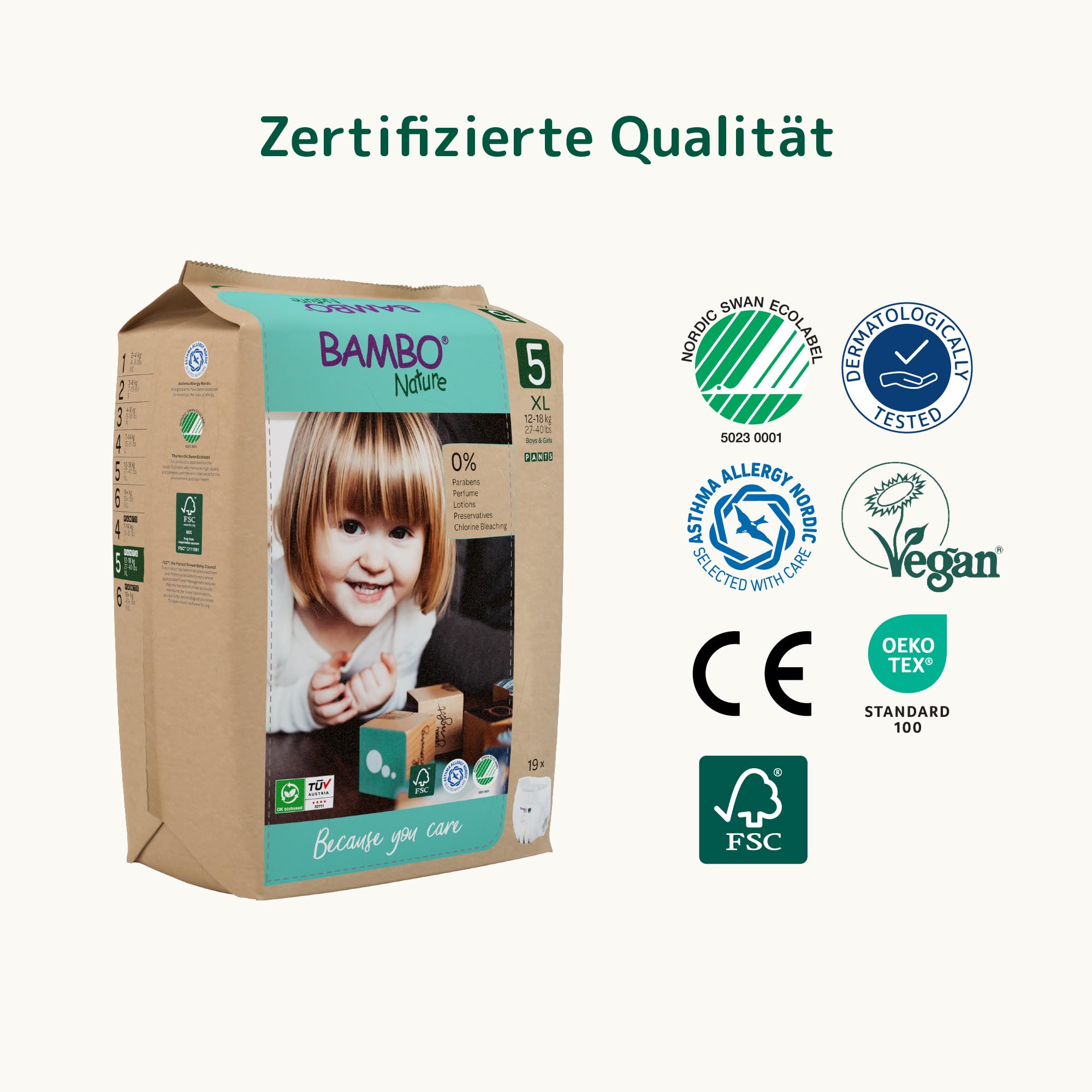 Bambo Nature Windeln Pants Größe 5 (11-17kg) - 95 St. Monatsbox | Windelhöschen mit verbesserter Auslaufsicherheit Ultimativer Komfort für aktive Kinder Dermatologisch getestete