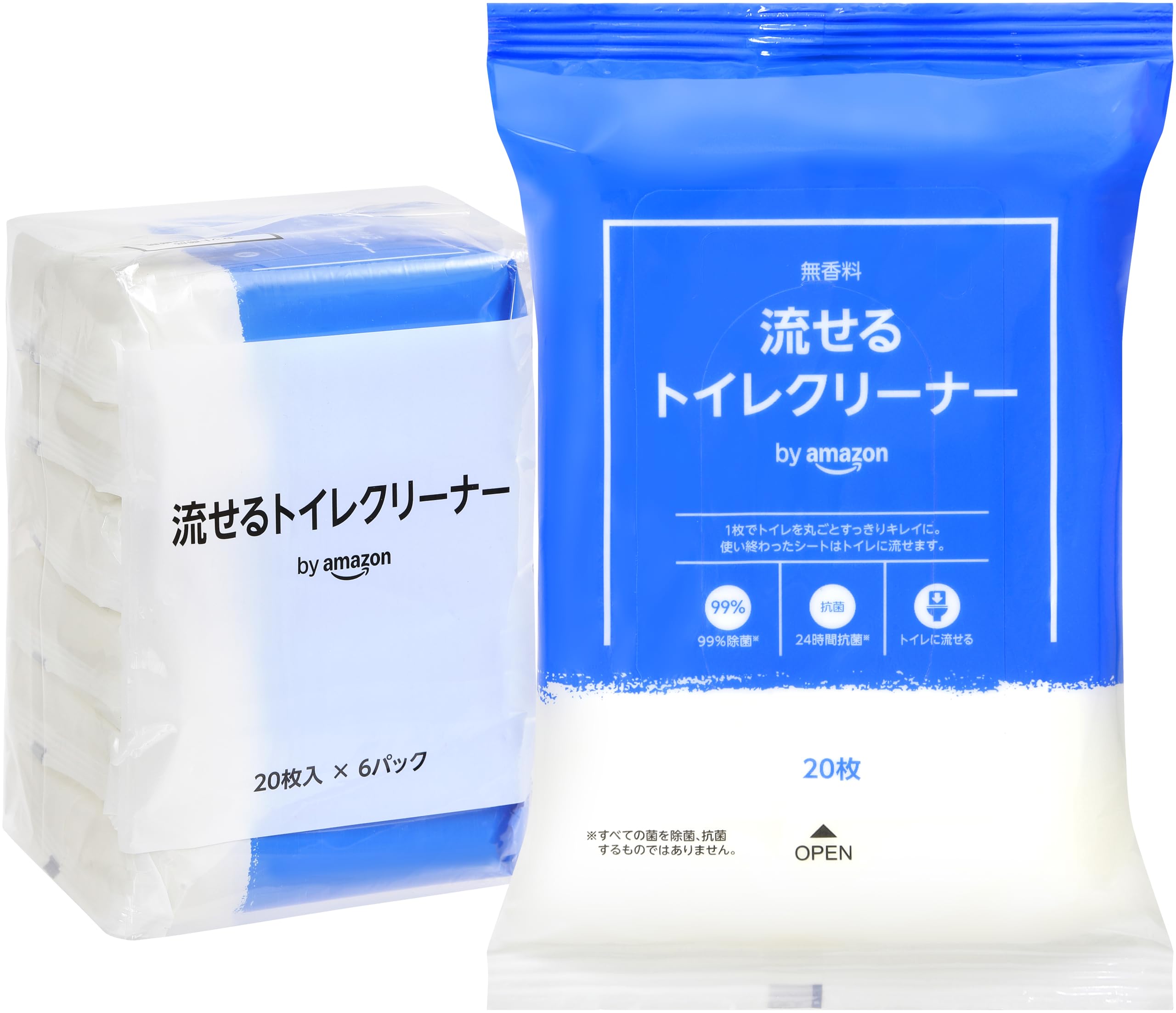 Amazon.co.jp: by Amazon 流せるトイレクリーナー 無香料 20枚×6個