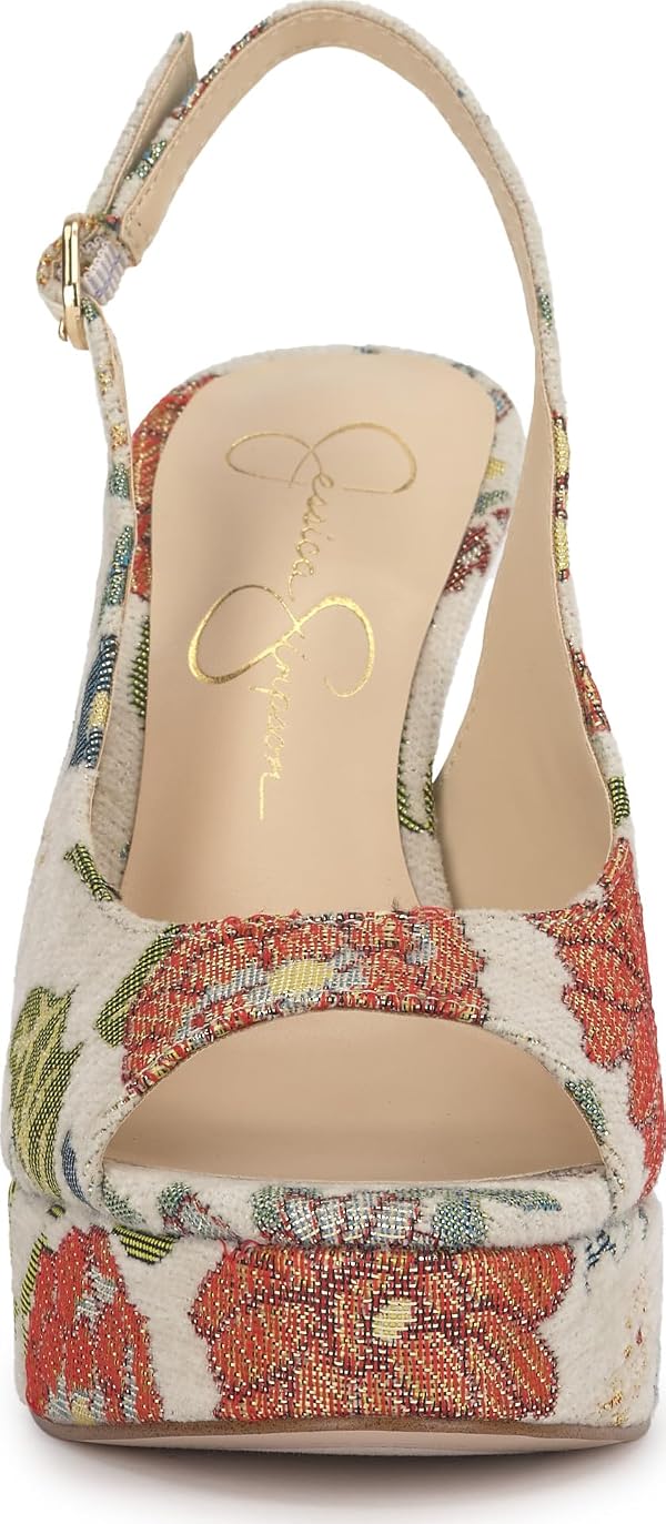 Jessica Simpson Sibilla Slingback Platform Pump, Cream Multi, 10 by Jessica Simpson - Used condition - US$68.85