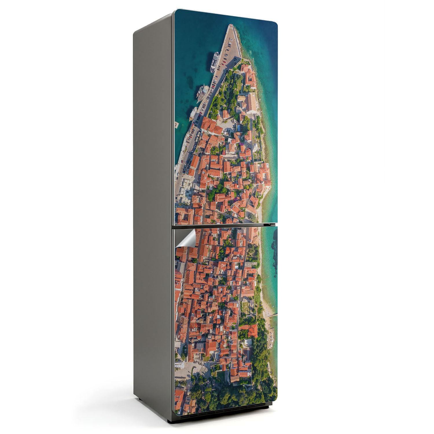 Sticker frigo anti-rayures 60x205 cm pour masquer les défauts de cuisine