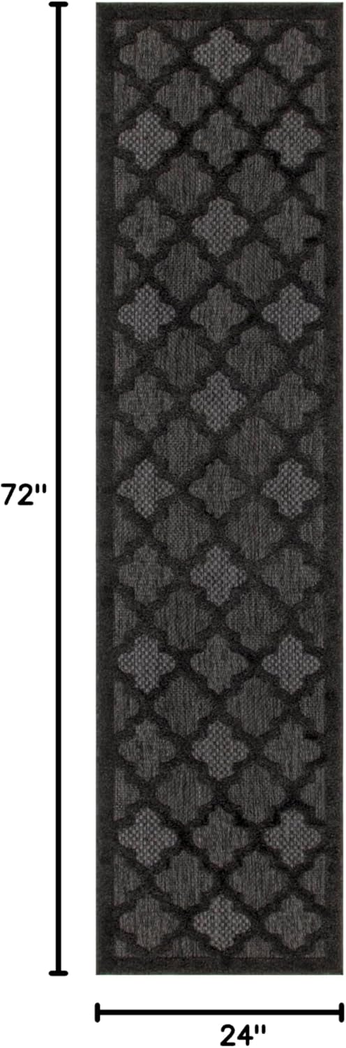 Nourison Home Easy Care Charcoal Black 2' x 6' Area Rug - Easy Clean, Non Shedding, Bed Room, Living Room, Dining Room, Kitchen (6' Runner)