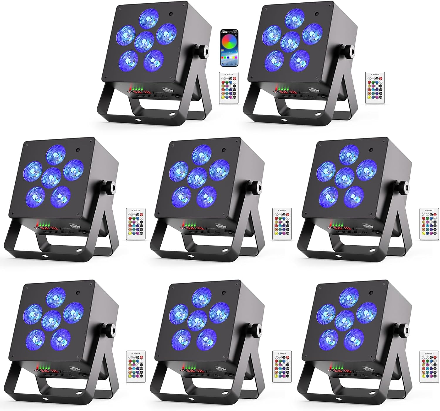 Rechargeable Par Light, Battery Powered Stage Lights 6LED 6IN1 RGBWA+UV DMX Remote APP Control Uplighting for Event, Wedding, Church, Stage, DJ Disco, Dance Party