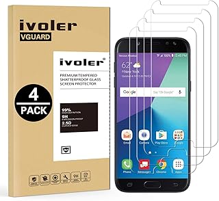 iVoler [4 Unidades] Protector de Pantalla Compatible con Samsung Galaxy J7 2017, Cristal Vidrio Templado Premium [Dureza 9H] [Anti-Ara?azos] [Sin Burbujas]