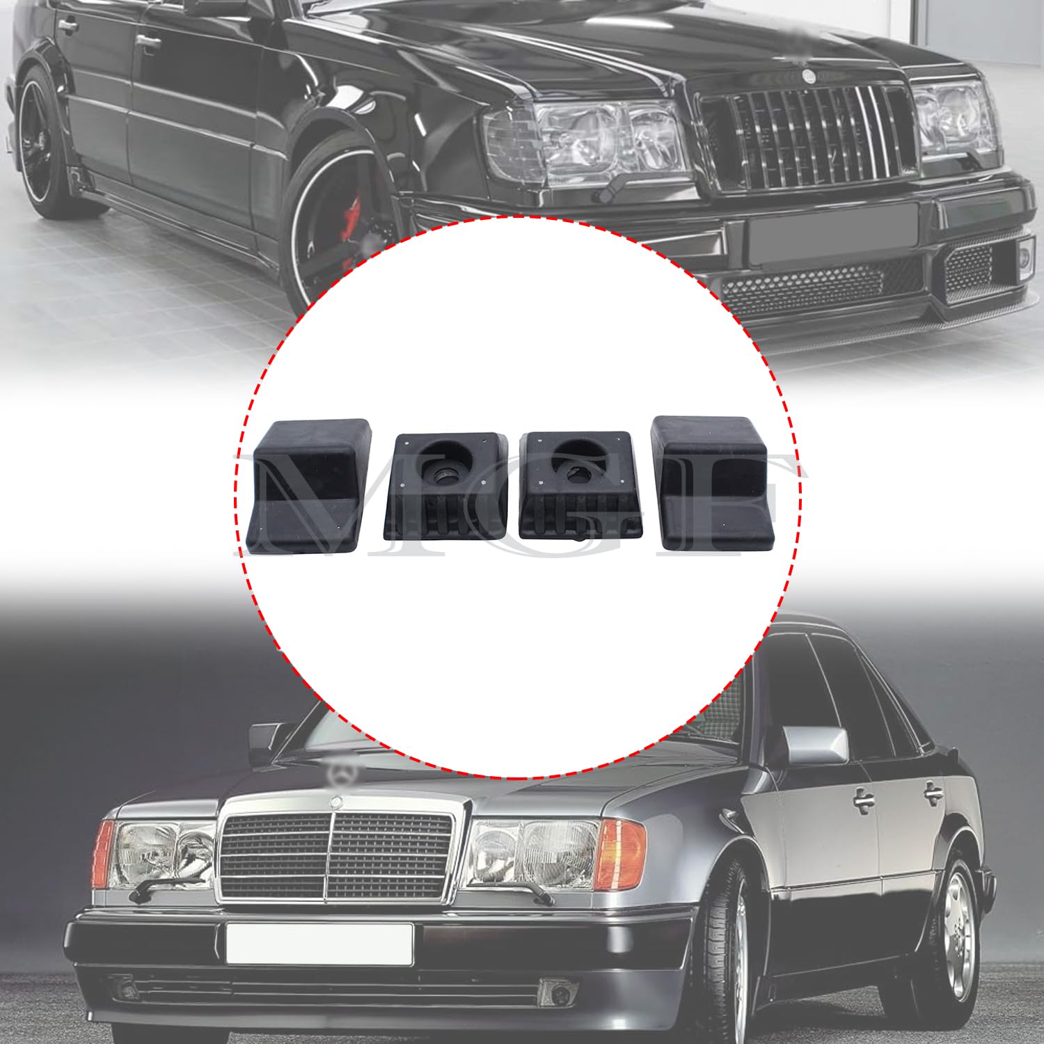 4 x odbojniki tylnej klapy ze śrubami, zamiennik kompatybilny z Mercedes W124 A124 C124 S124 odbojniki bagażnika, gumowe odbojniki A1247580144 1247580144