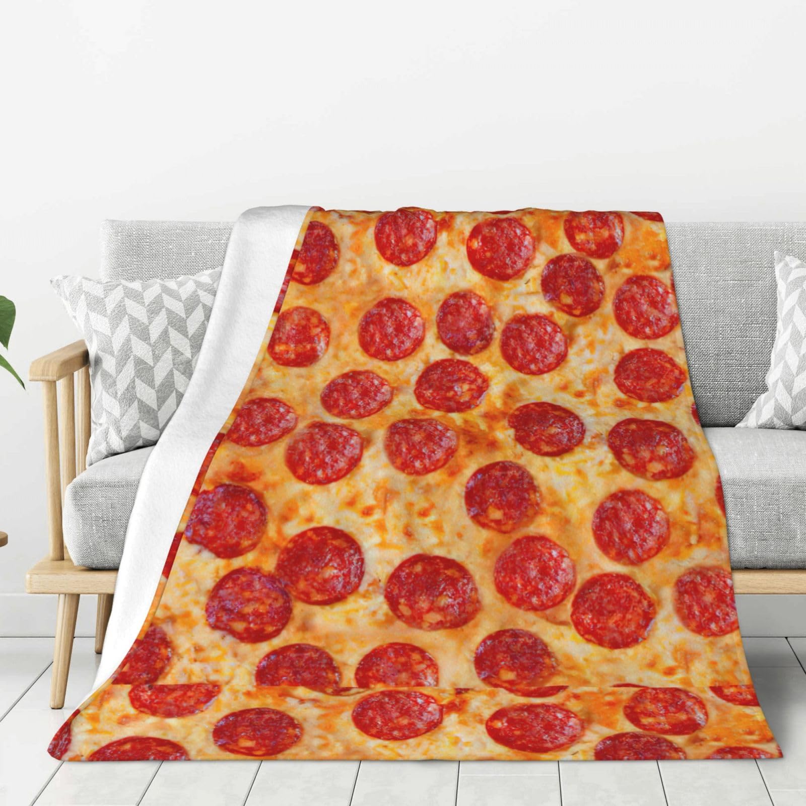 Grande couverture 3D pizza pepperoni épaisse et plaid doux canapé