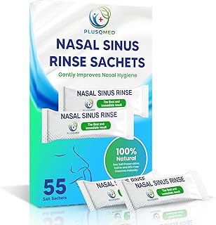 Boîte de 55 sachets de sel de rinçage nasal de 2,7 g, sel de pot Neti, sel d'irrigation nasale, soulagement des sinus, lavage nasal.