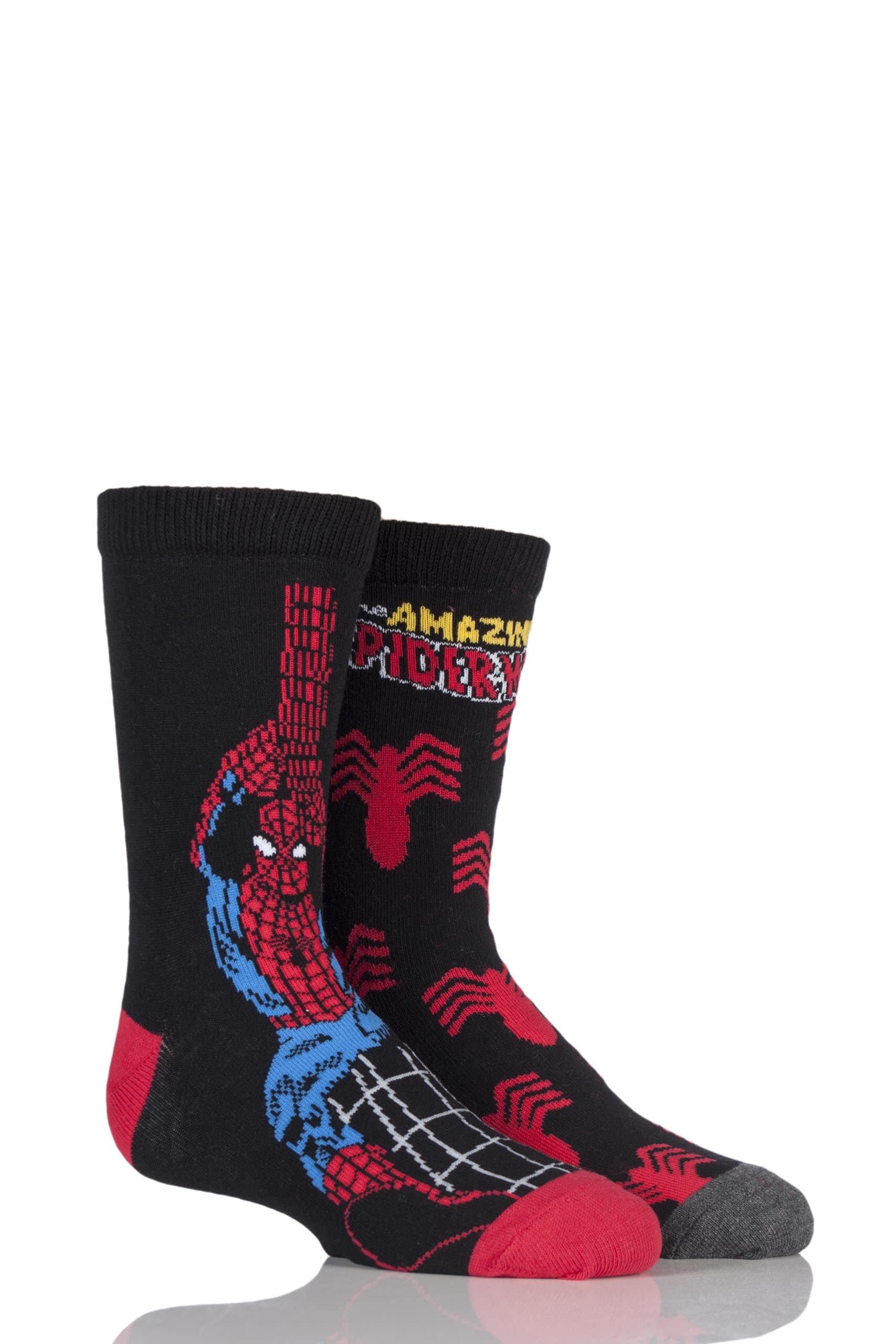Sockshop Multi Kids 2 Pair Marvel The Amazing Spiderman Cotton Socks 12.5-5.5 Kids