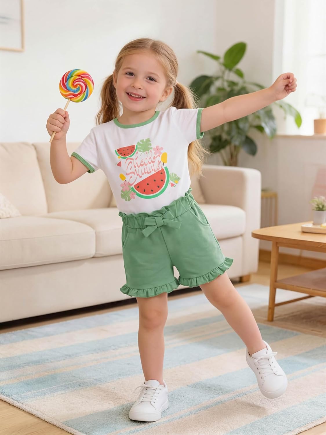 Resinta Toddler Baby Girl Summer Outfit Cotton T Shirt and Shorts Set Cute Casual Top Tee Shorts Pant Girls Clothes Set - Image 5