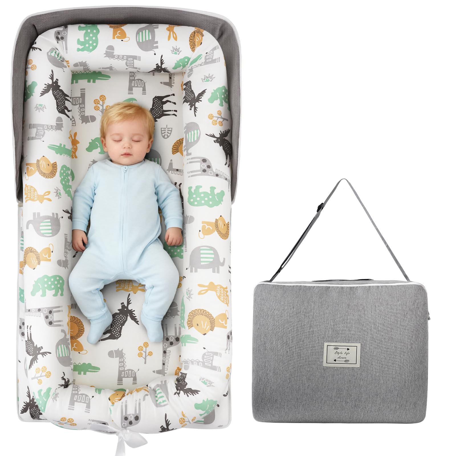 HDUYFYD Babynest Babynestchen Neugeborene Baby Nestchen Tragbar 0-24 Monate, Nestchen Baby Waschbar mit Verstellbarem U-Fußsack,Tragbar & Verwandelt Sich In Rucksack,Baby Erstausstattung Neugeborene