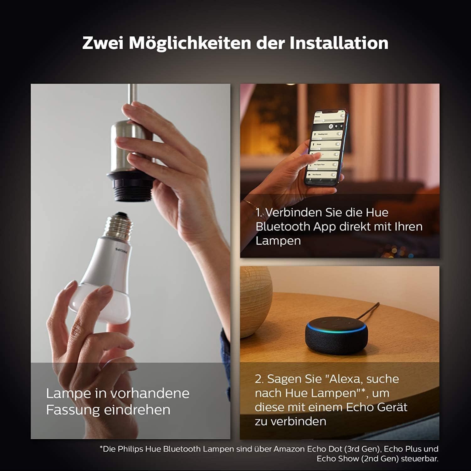Philips Hue White E27 LED Glühbirne, 810lm, warmweiß, dimmbar, steuerbar via App, kompatibel mit Amazon Alexa (Echo, Echo Dot), 2er Pack, alte Generation