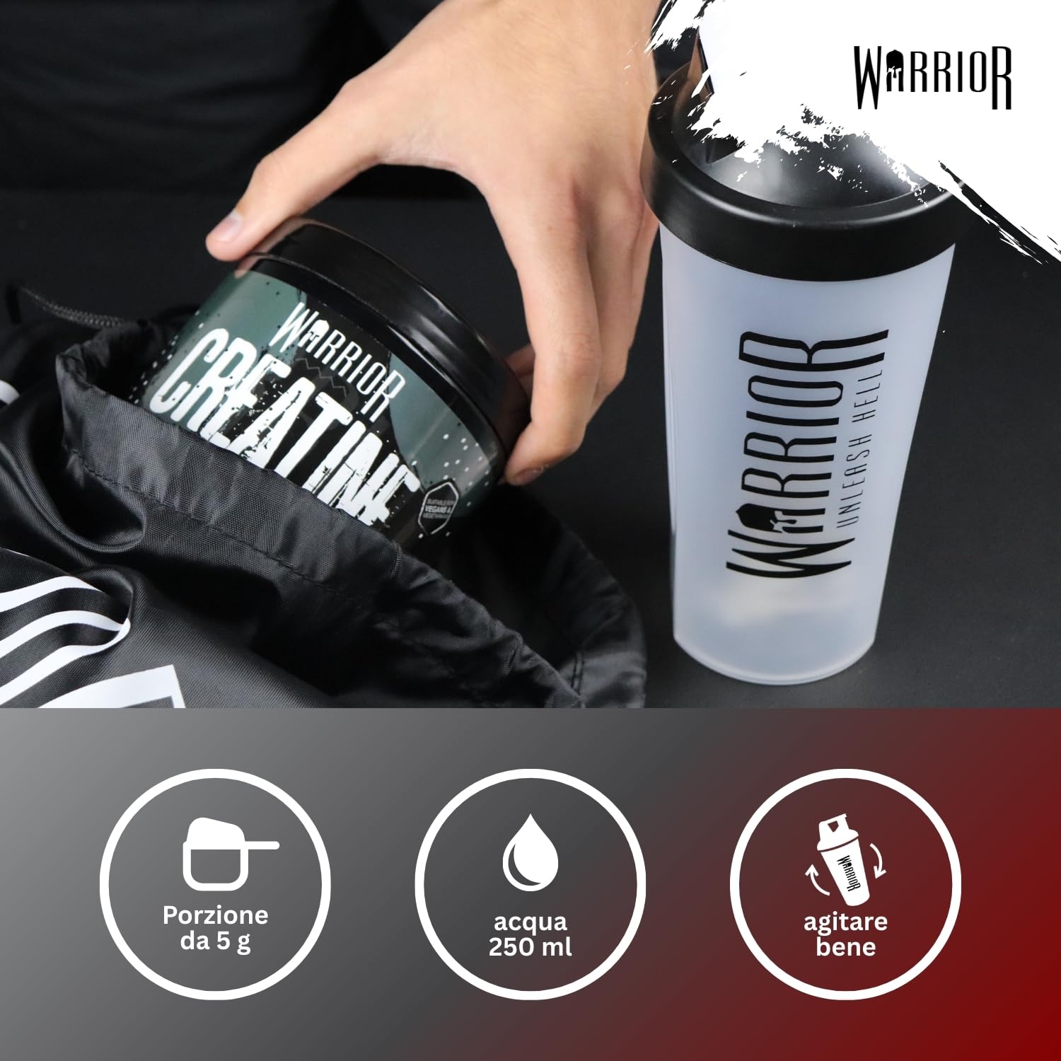 Warrior Creatina Monoidrata in Polvere 300 g (100 Porzioni) – Creatina Pura Creapure, Creatina Monoidrata Micronizzata per Massa Muscolare e Forza, Creatine Monohydrate Vegan – Senza Aroma (Neutro)