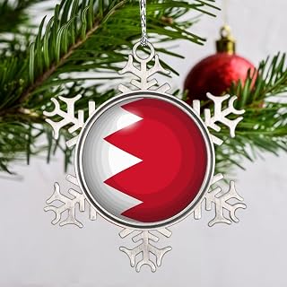 Bahrain Snowflake Ornaments Bahrain Flag Ornament for Christmas Tree Decor Country City Souvenir Flag Personalized Christmas Ornaments 2023 Xmas Pendant Winter Exchange Gift 3 Inch