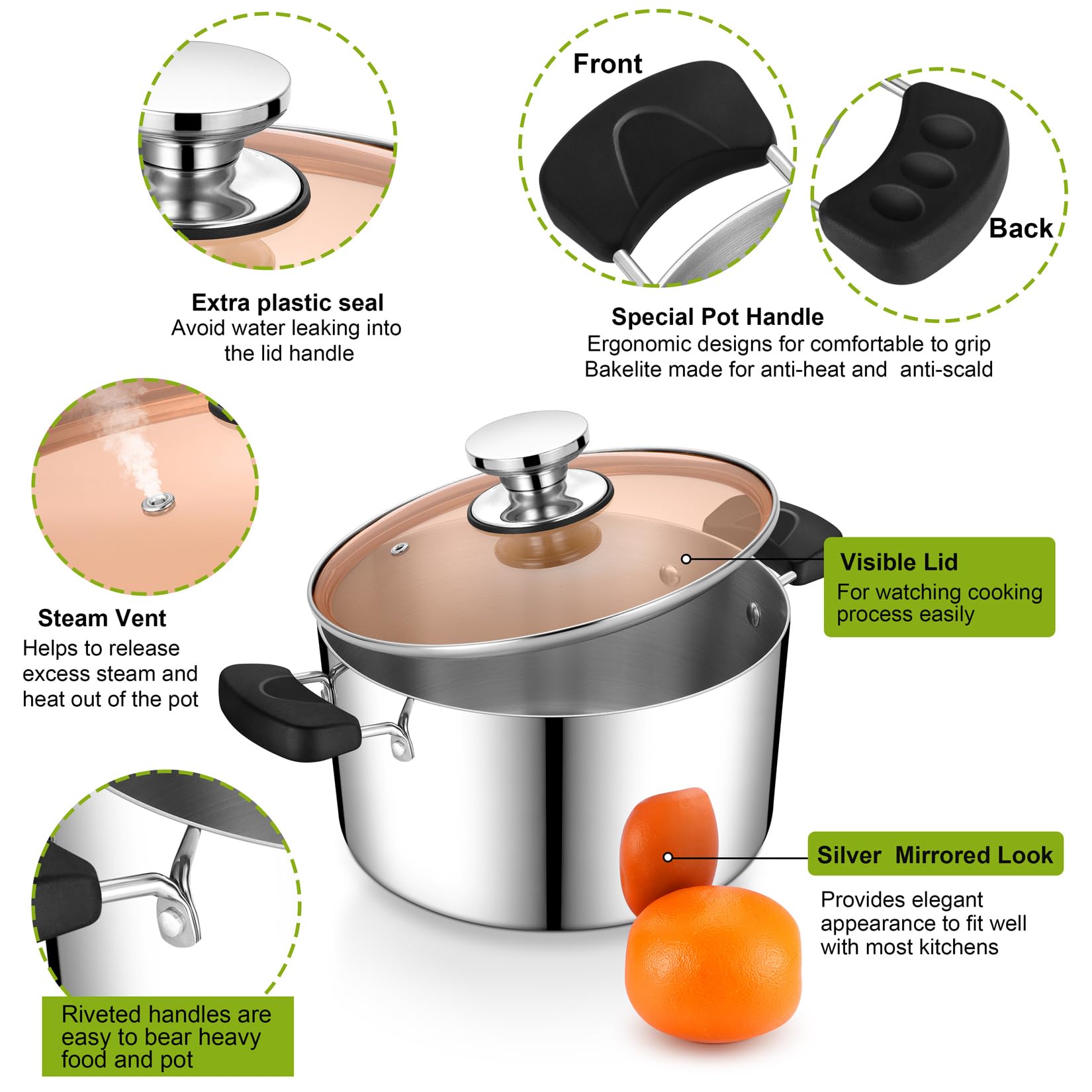 P&P CHEF 5 Qt Stockpot - Stainless Steel -3 P&P CHEF 5 Qt Stockpot - Stainless Steel -3