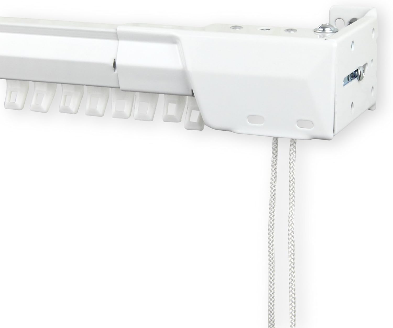 White Heavy Duty Traverse Rod - One Way Cord Right 66-120 inch