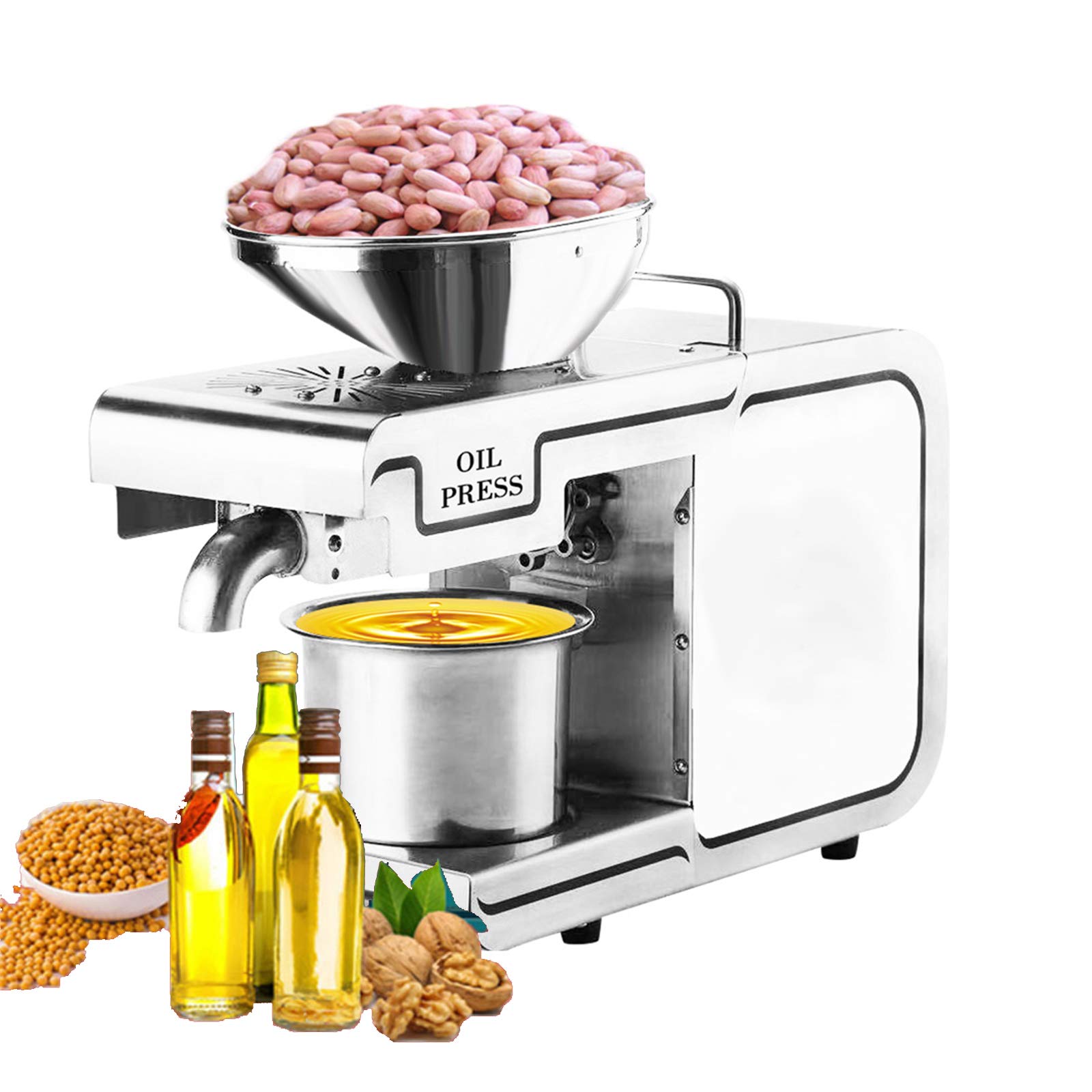 MYUYEE Automatic Oil Press Machine 635 Watt Automatic Hot/Cold Oil Press Organic Oil Expeller For Avocado Peanut Canola Sesame