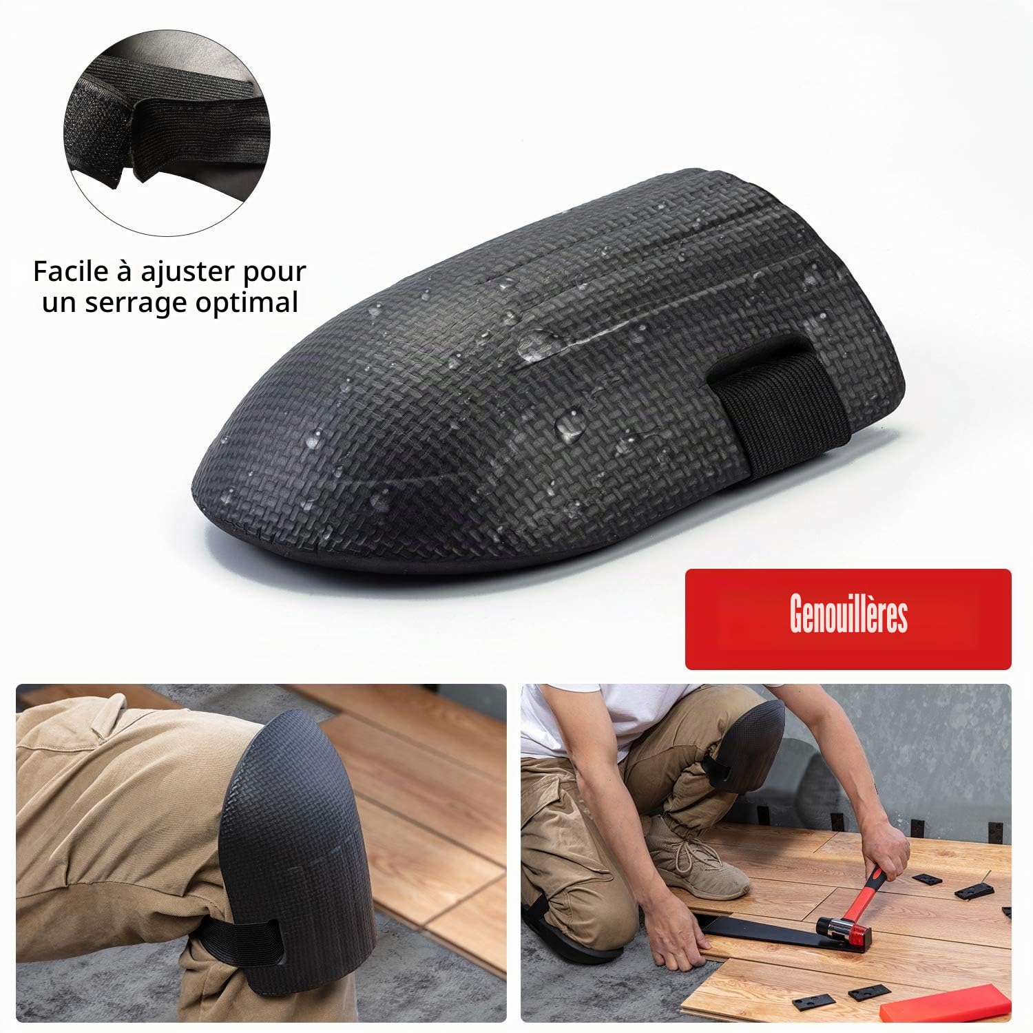 EZARC Kit d'installation pour Parquet Stratifié avec 60 Entretoises, Barre de Traction, Bloc de taraudage en caoutchouc, Maillet à double face, Genouillères