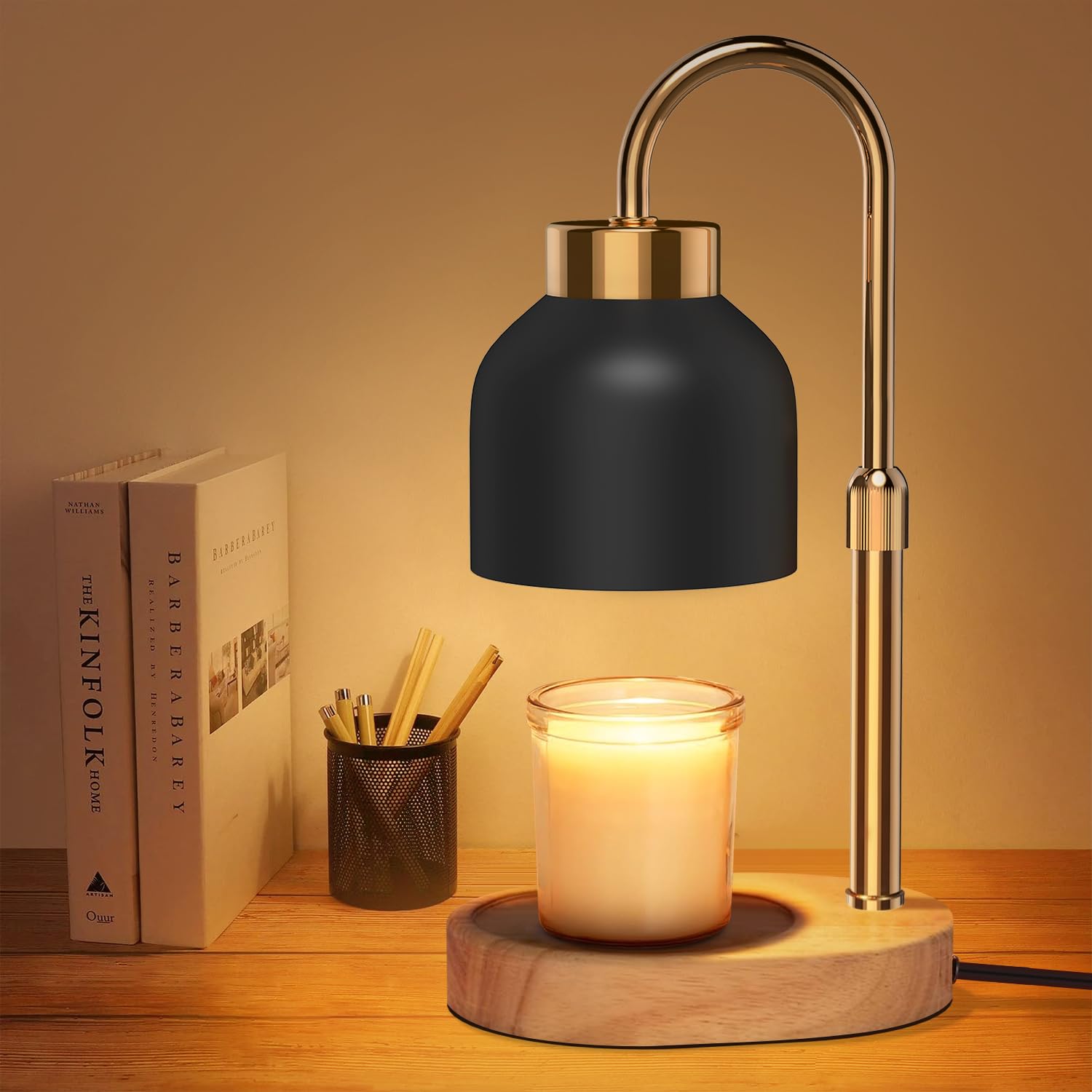 Loowoko Lampada Scalda Candela Lampada Aroma Diffusore Elettrica con Timer e Dimmer Scaldacandela Vintage con 2 Lampadine