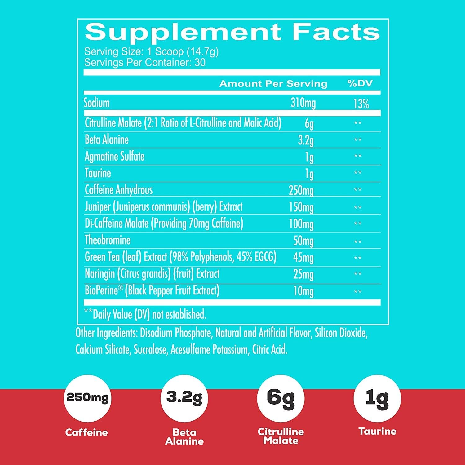 REDCON1 Total War Preworkout - Contains 320mg of Caffeine from Green Tea, Juniper & Beta Alanine - Pre Work Out with Amino Acids to Increase Pump, Energy + Endurance (Rainbow Candy
