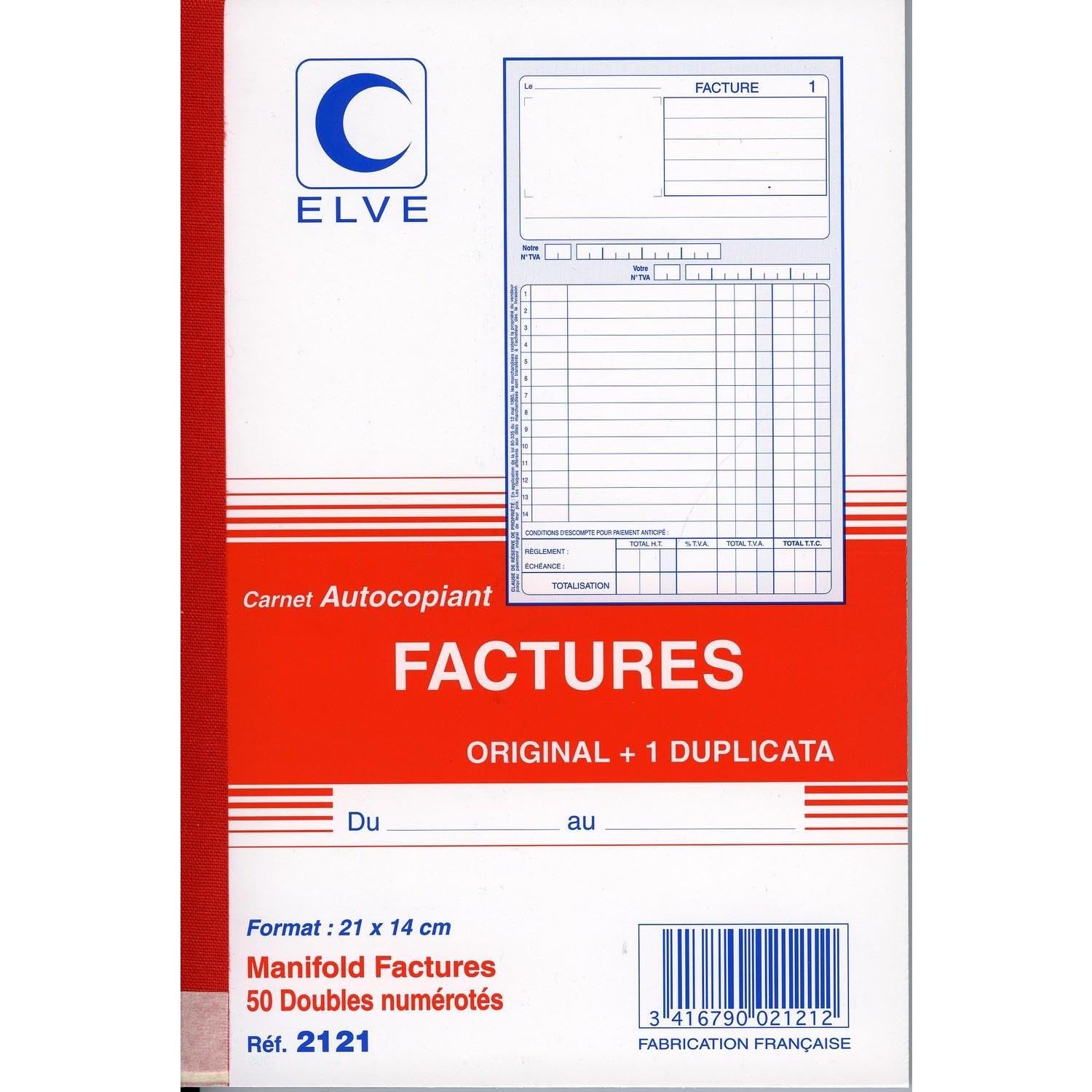 ELVE Lot de 5 Manifolds FACTURES 210 x 140 mm 50 feuillets Dupli