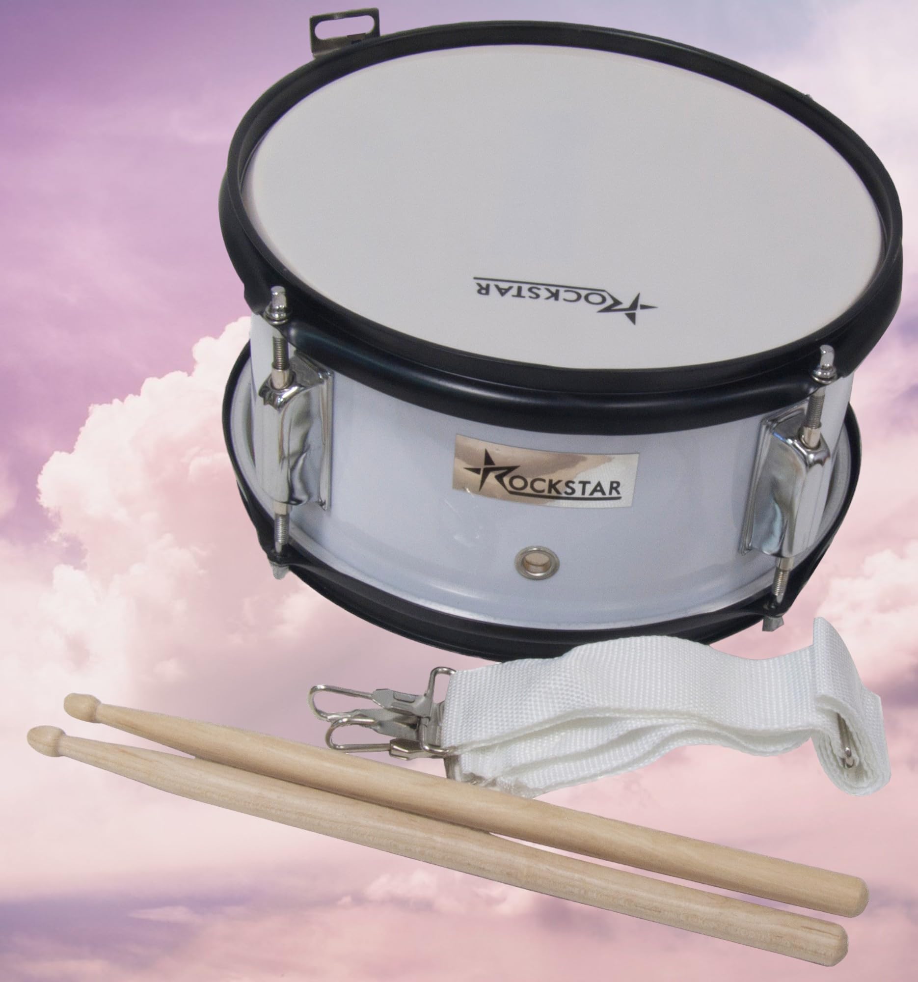 ROCKSTAR - Caja de Marcha Iniciación en Madera Afinable 1055H-5433 Tambor Incluye Correa y Baquetas, Instrumento Musical de Percusión, Parche afinable y bordonero. 26cm Diámetro y 13cm Altura