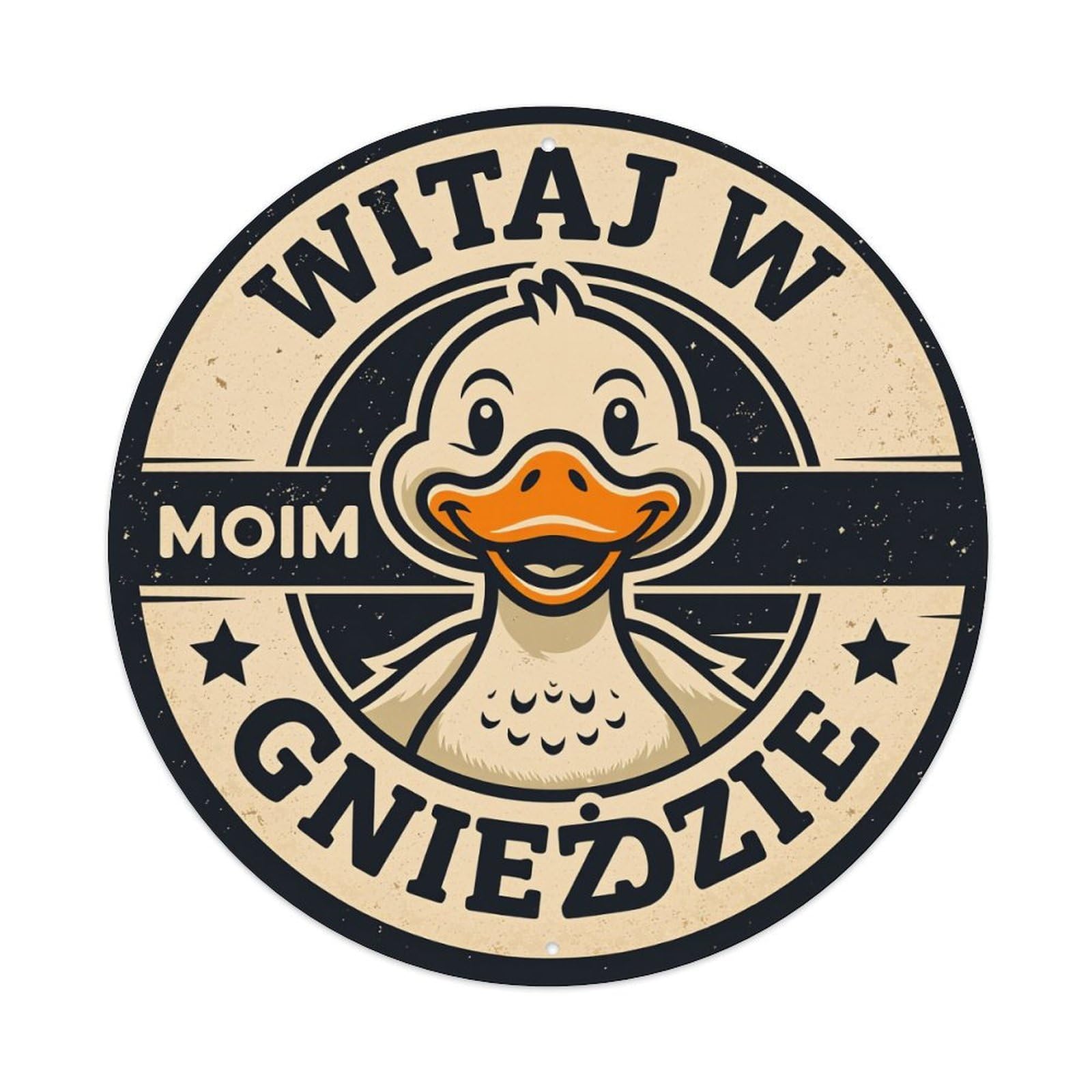 Duck Welcome Nest Logo Design Round Tin Sign Vintage Metal Poster, Home Bar Garage Man Cave Cafe Indoor & Outdoor Wall Decoration 8x8Inches