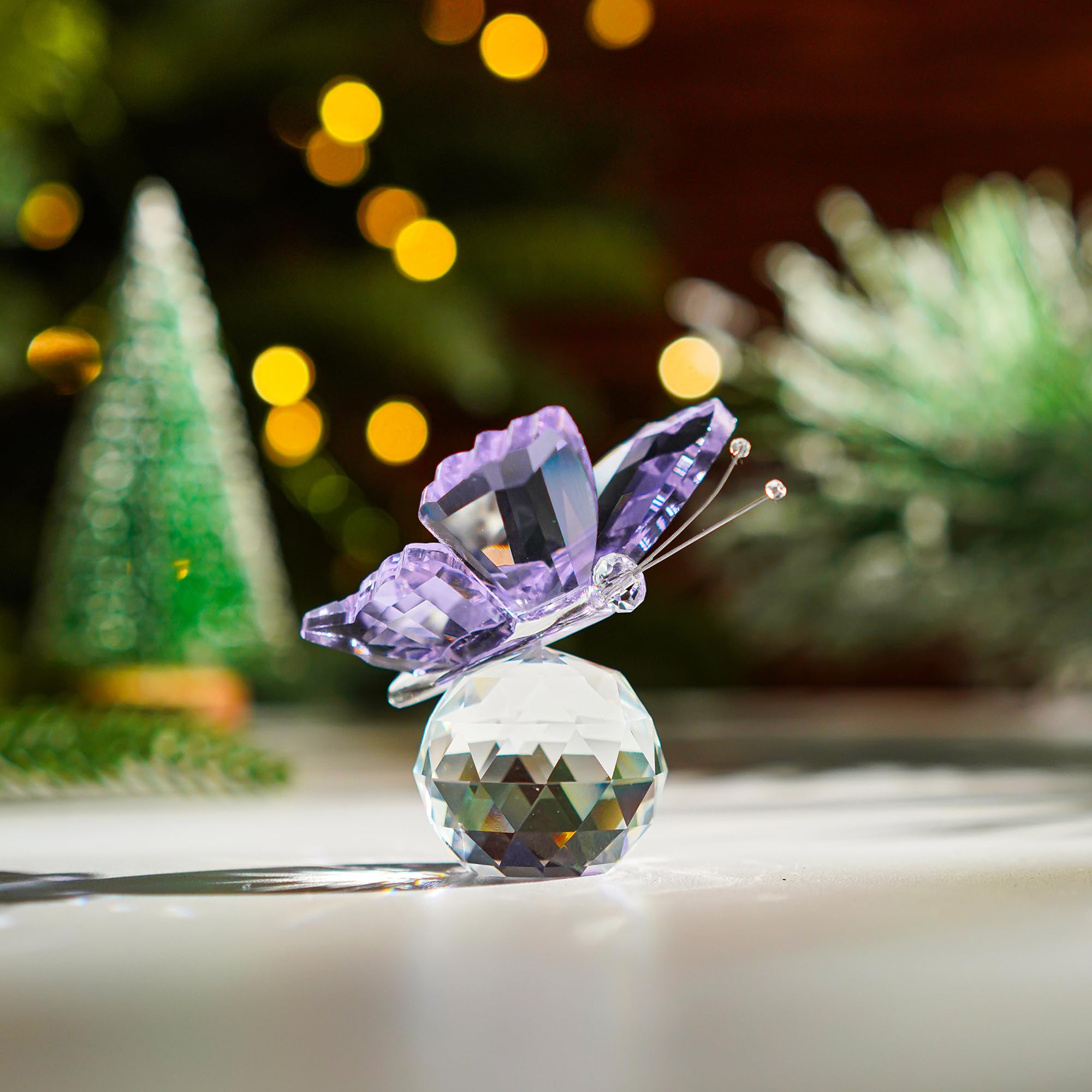 H&D HYALINE & DORA Purple Crystal Butterfly Figurine with Crystal Ball Base for Collectibles Gifts for Women - Image 4