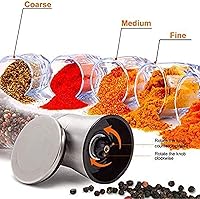 Vista 3 de Juego de molinillo de sal y pimienta Combo - Dos botes de especias gratis - Molinillo de pimienta negra y hierbas recargable manual - Acero