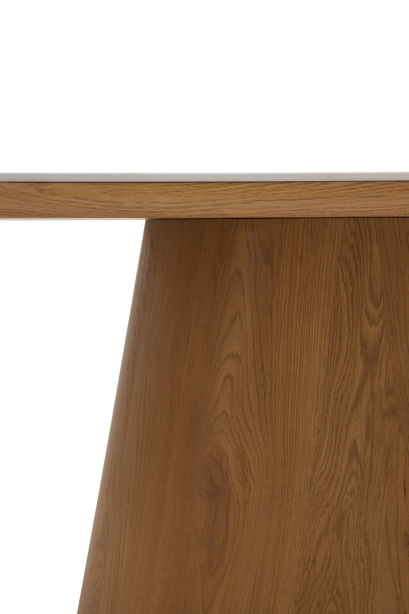 Table à manger ovale 200 x 100 cm MDF chêne avec surface en céramique effet marbre blanc Calacatta, design élégant et moderne pour salon ou salle à manger