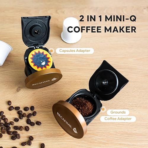 Miniatura 2 de Cafetera de una sola porción para cápsulas K Cup y café molidoté, preparación rápida en 2 minutos, cafetera 2 en 1 con un botón, tamaños de