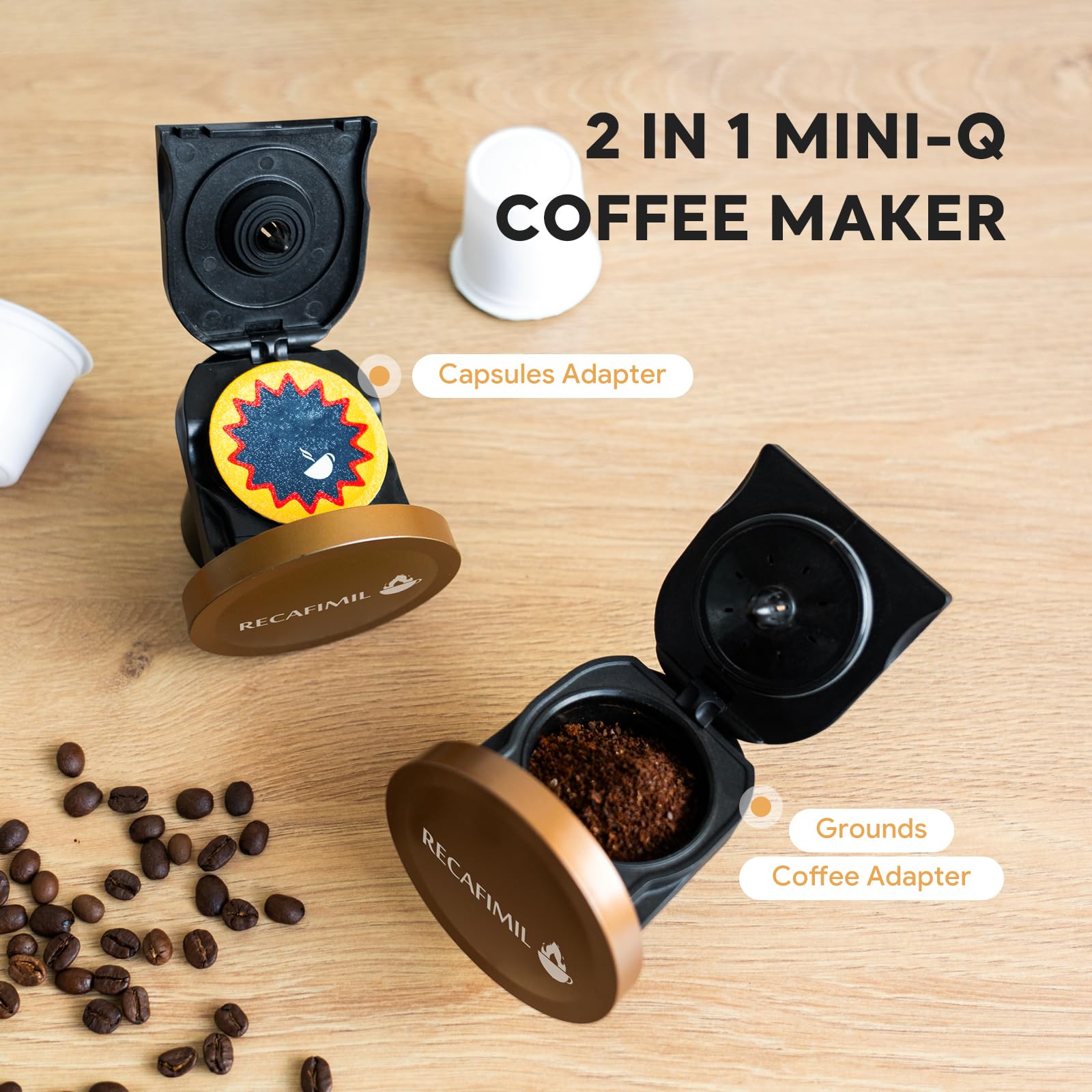 RECAFIMIL MINI Q Coffee Maker - K-Cup & Ground Coffee -2