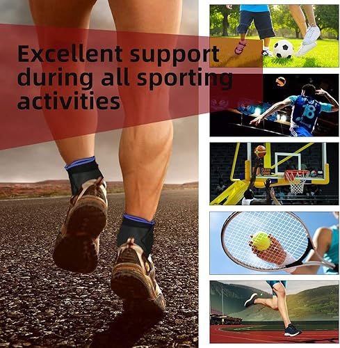 Miniatura 5 de Paquete de 2 tobilleras, manga de compresión de tobillo con correa ajustable, soporte de tobillo para esguince de tobillo, tendón de Aquiles,