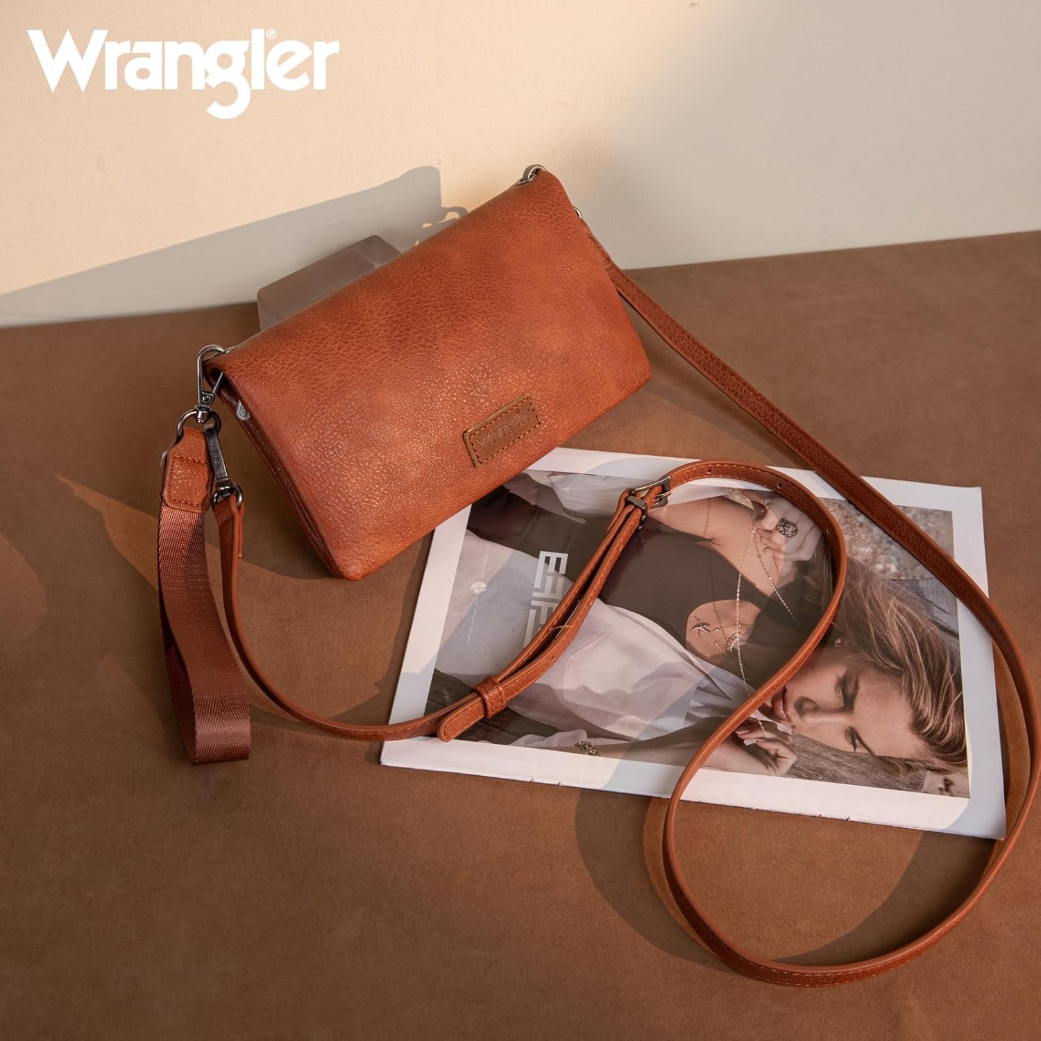 Wrangler RFID Blocking Bifold Clutch Credit Card Holder Purse with Crossbody Strap for Woman - Image 3