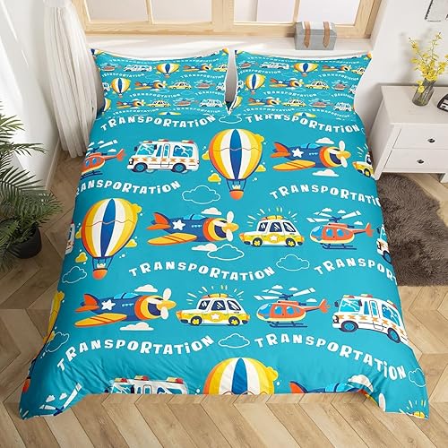 Miniatura 7 de Juego de ropa de cama de construcción, funda de edredón de camión volquete de grúa, excavadora, mezclador de cemento, juegos de cama matrimonial,