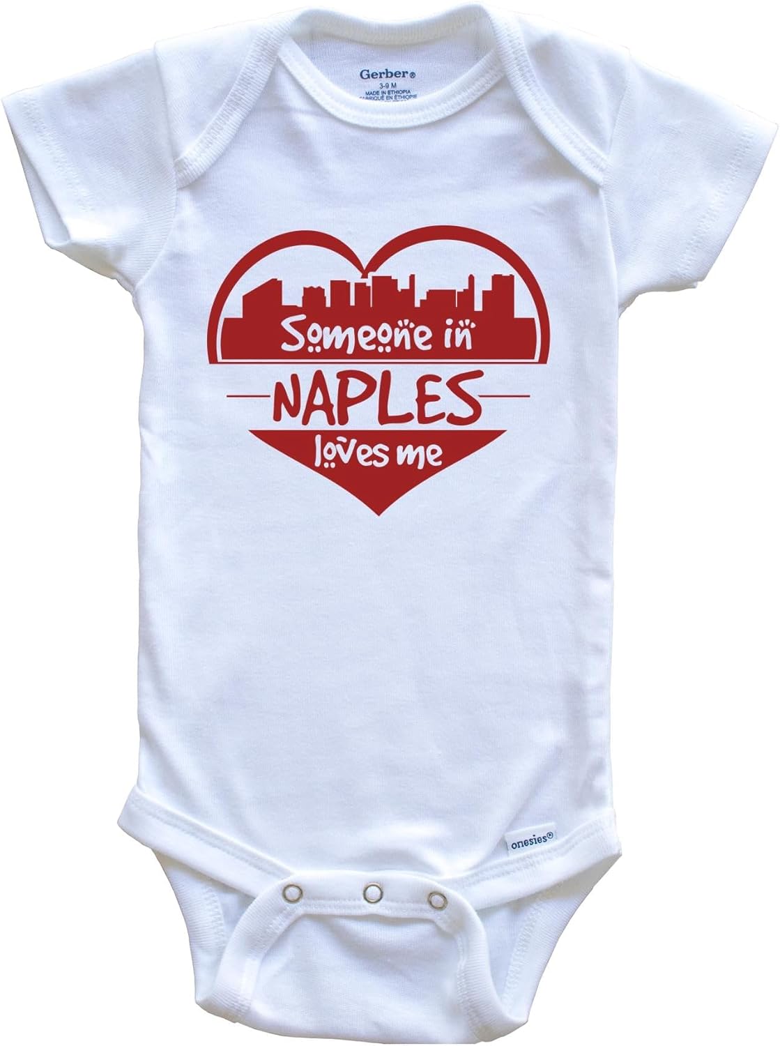 Someone in Naples Loves Me Naples Florida Skyline Heart One Piece Baby Bodysuit