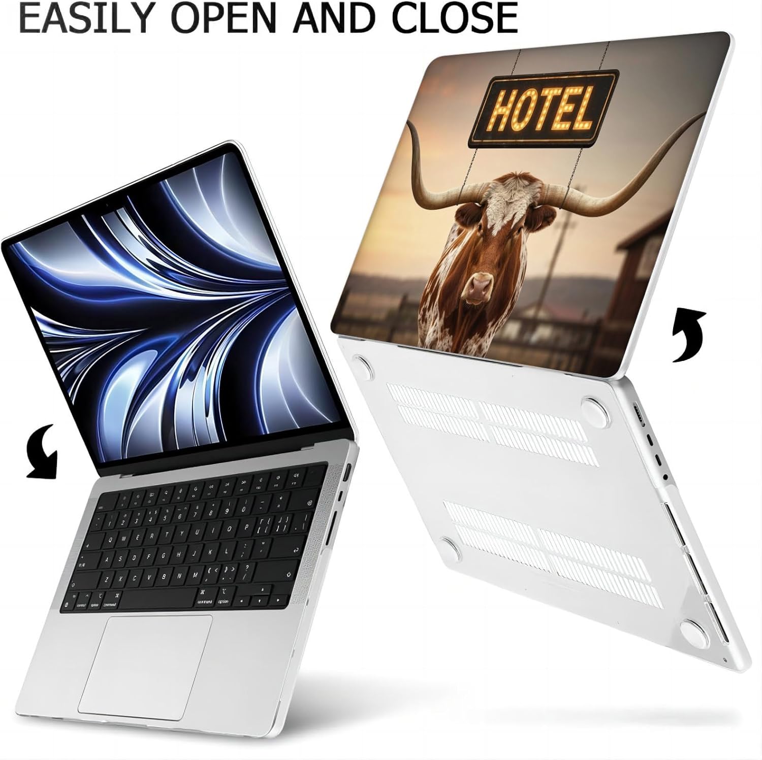 Compatible with MacBook Air 15.3-inch, Hard Shell Case with Keyboard Cover and Screen Protector (A2941 M2 / A3114 M3 / A3241 M4 / A3448 M5, 2023-2026) - Longhorn Cattle MC24996