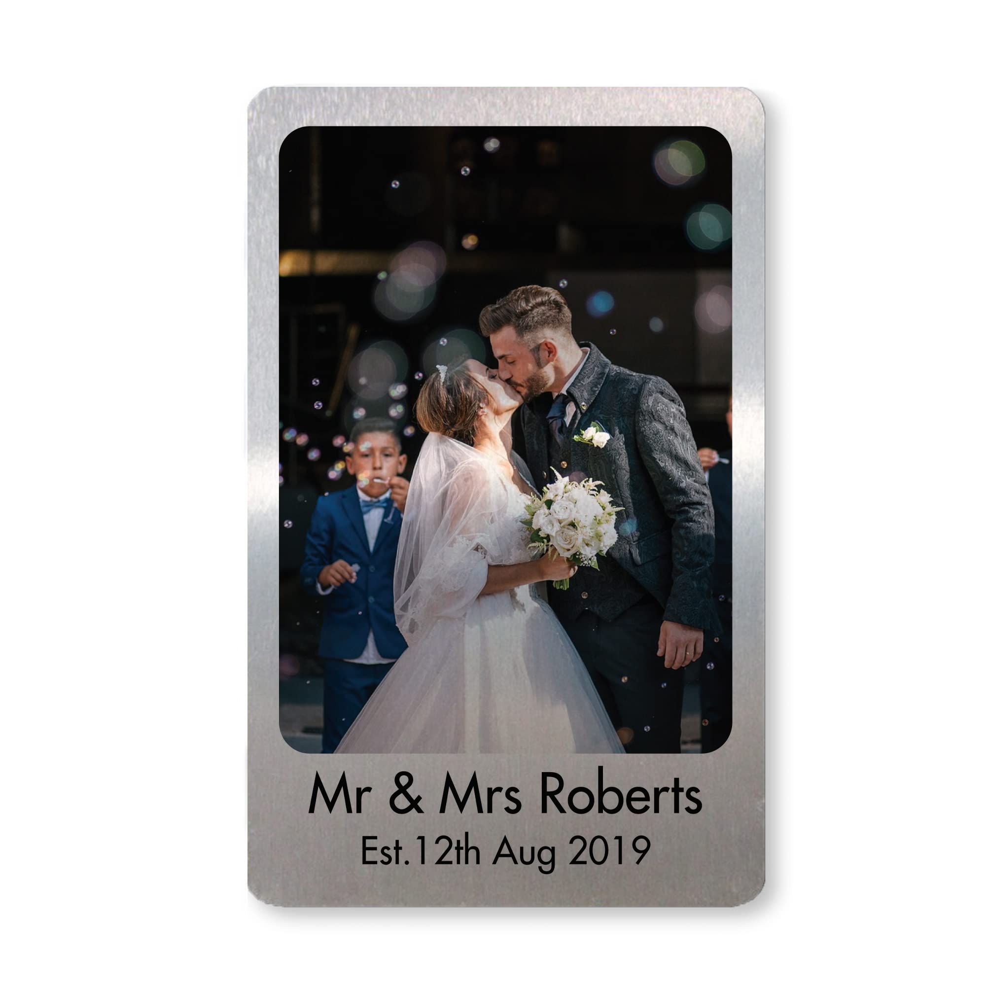 Personalised Anniversary For Husband Wife Metal Wallet Card Insert Keepsake Gift
