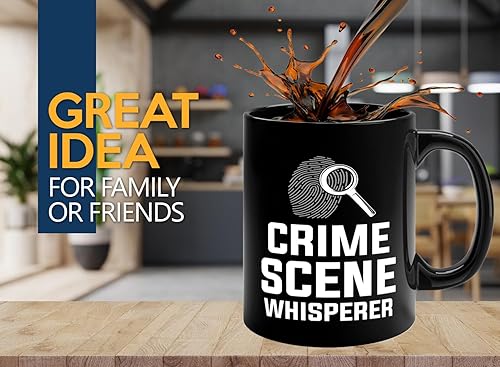 Miniatura 2 de Taza de café de detective de 11 onzas, color negro, susurrador de escena del crimen, oficial de policía, patrulla policial, detective, policía,