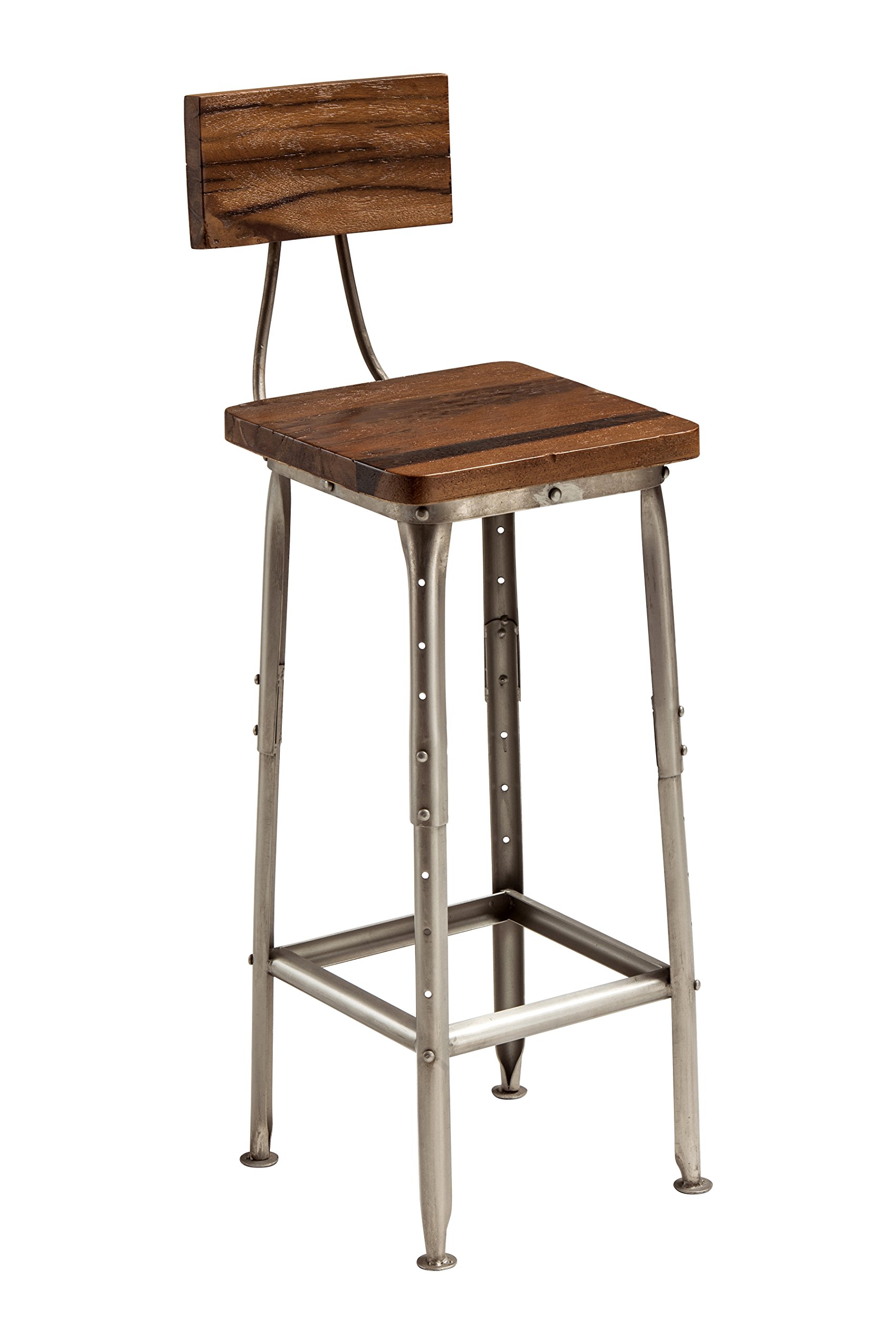 Premier Housewares Industrial Bar Chair, Comfortable Seating Breakfast Bar Chair, Footrest Living Bar Chair Kitchen