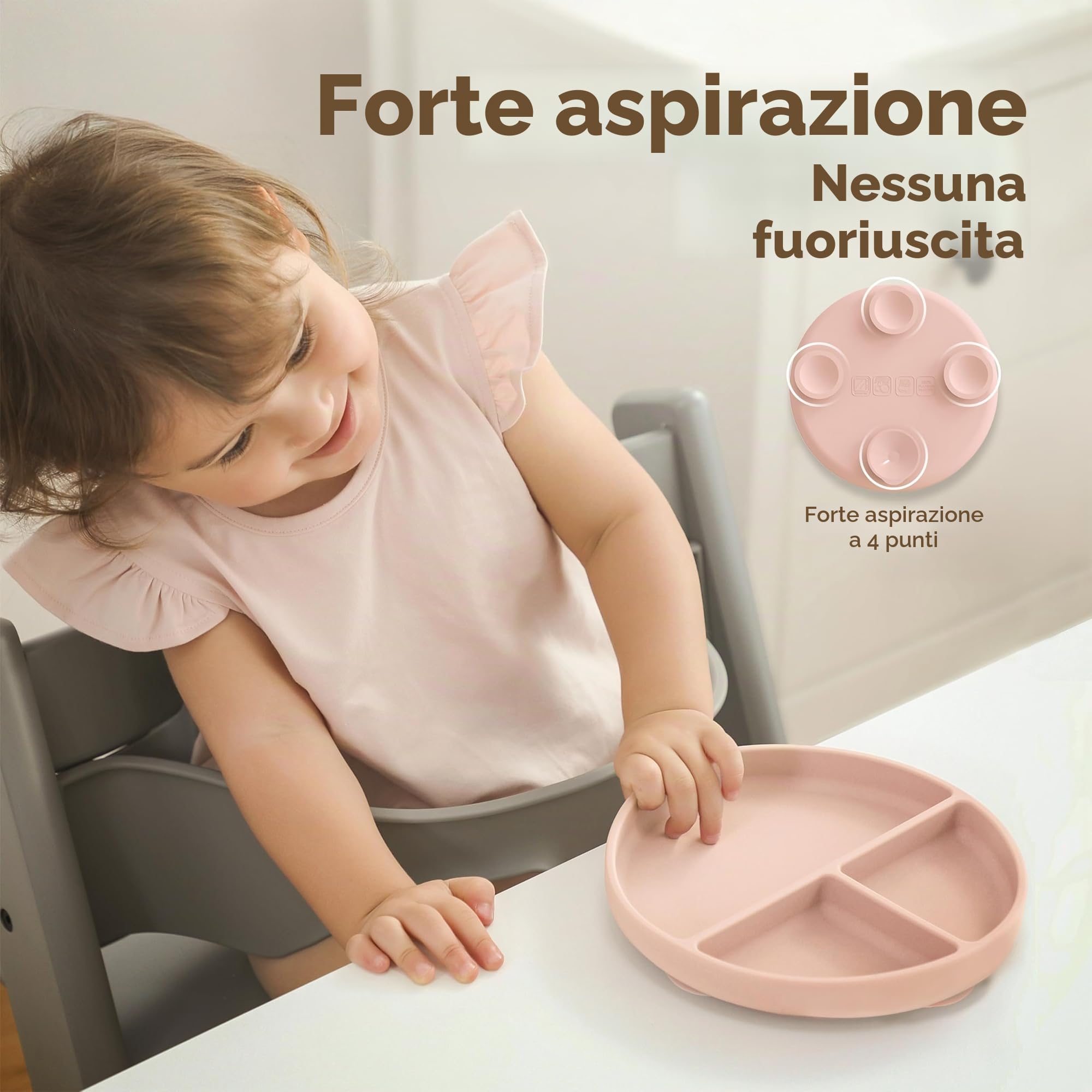 Moonkie Piatto Svezzamento Silicone, 2Psc Piatto con Ventosa per Bambini, con Cucchiaio e Forchetta, Set Pappa Svezzamento Senza BPA, per Lavastoviglie Freezer e Microonde(Menta/Azzurro)
