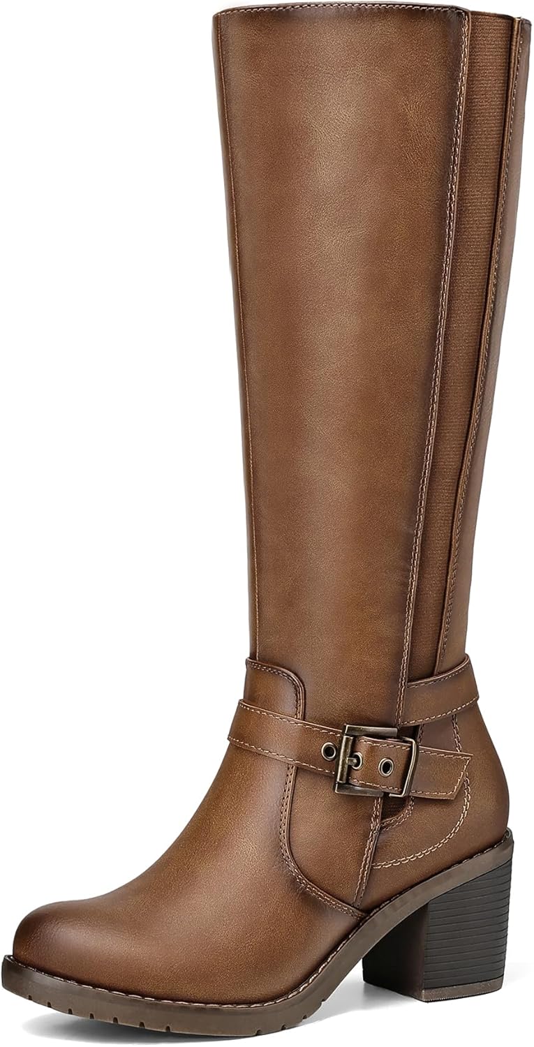 mysoft Women's Knee High Block Heel Boots