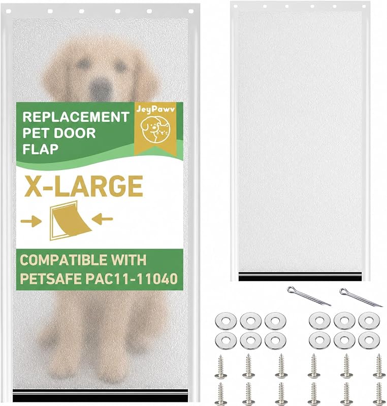 Porta para Cães PetSafe PAC11-11040 com Aba Magnética Extra Grande JeyPawv, Transparente Fosca, Pacote com 2
