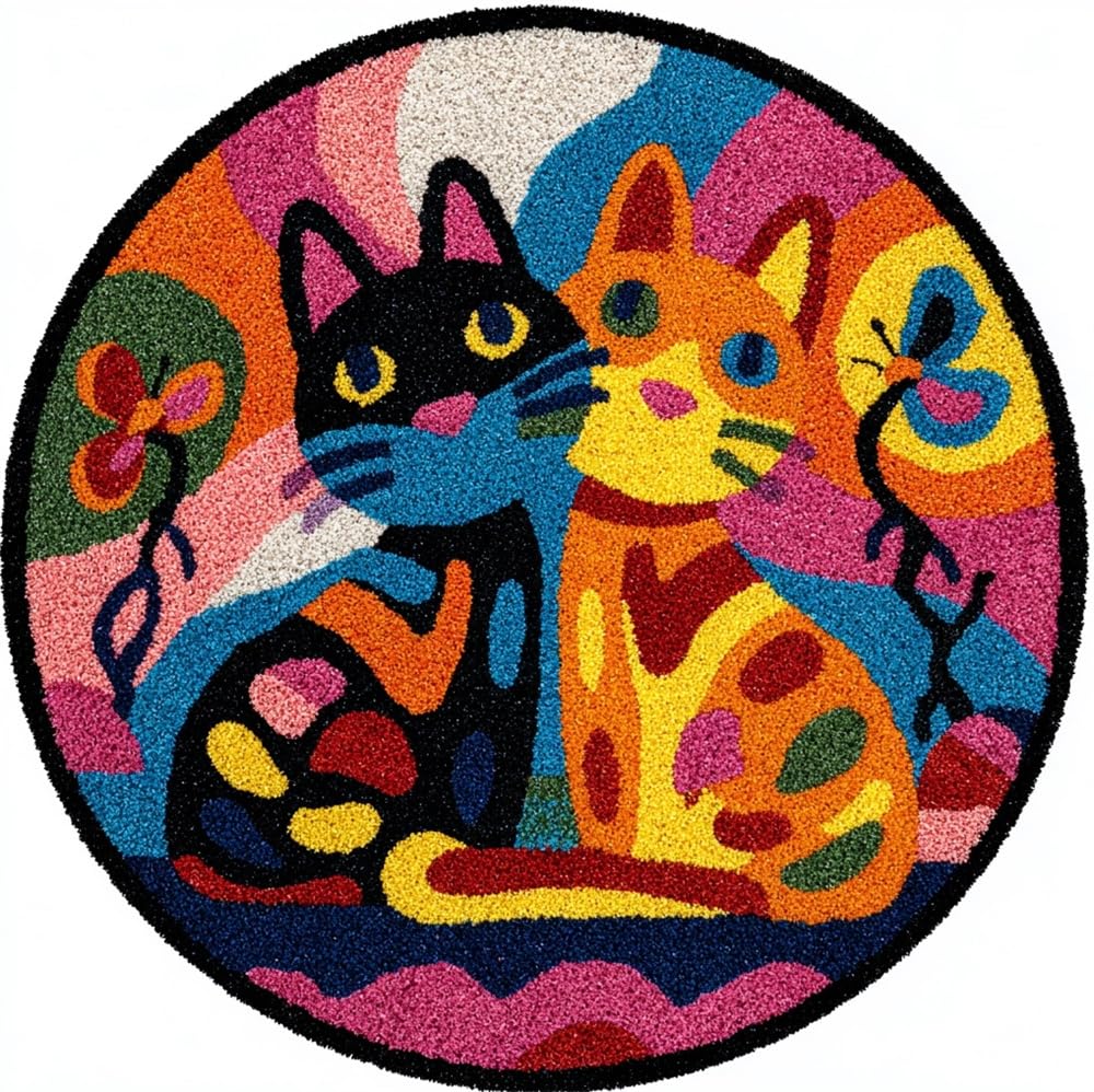 kitphoenix Latch Hook Rug Kit Cat and Butterfly