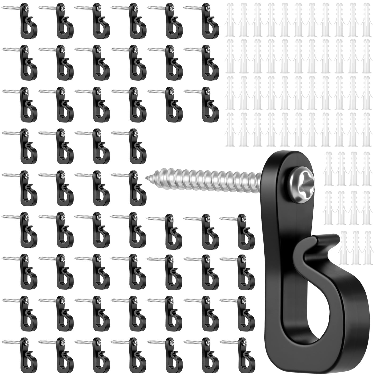 URAQT Ganci a vite, 55 Pezzi Ganci Avvitabili, Gancis Q-Hanger, Gancis a Vite per Interni ed Esterni, Gancis per Luci Natalizie con Vites, per luci di Natale,Campanelle,Catene Luminose