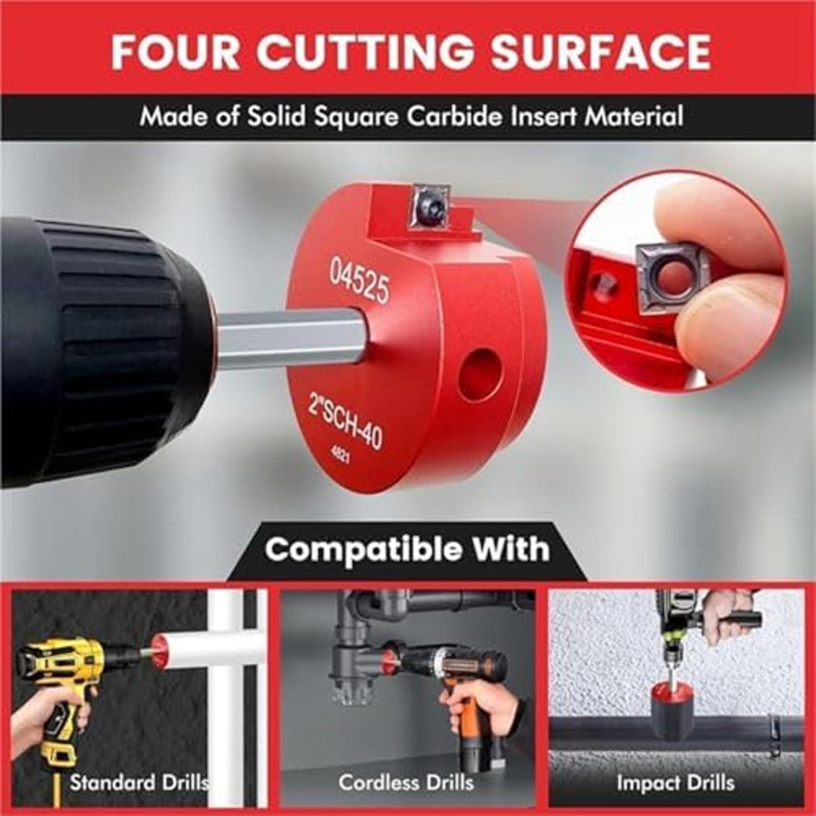 Alésoir pour tuyaux en PVC, lot de 6 outils d'ébavurage de tuyaux pour tuyaux d'eau de 32 mm, 40 mm, 50 mm, 100 mm, kit de nettoyage de tuyaux de plomberie