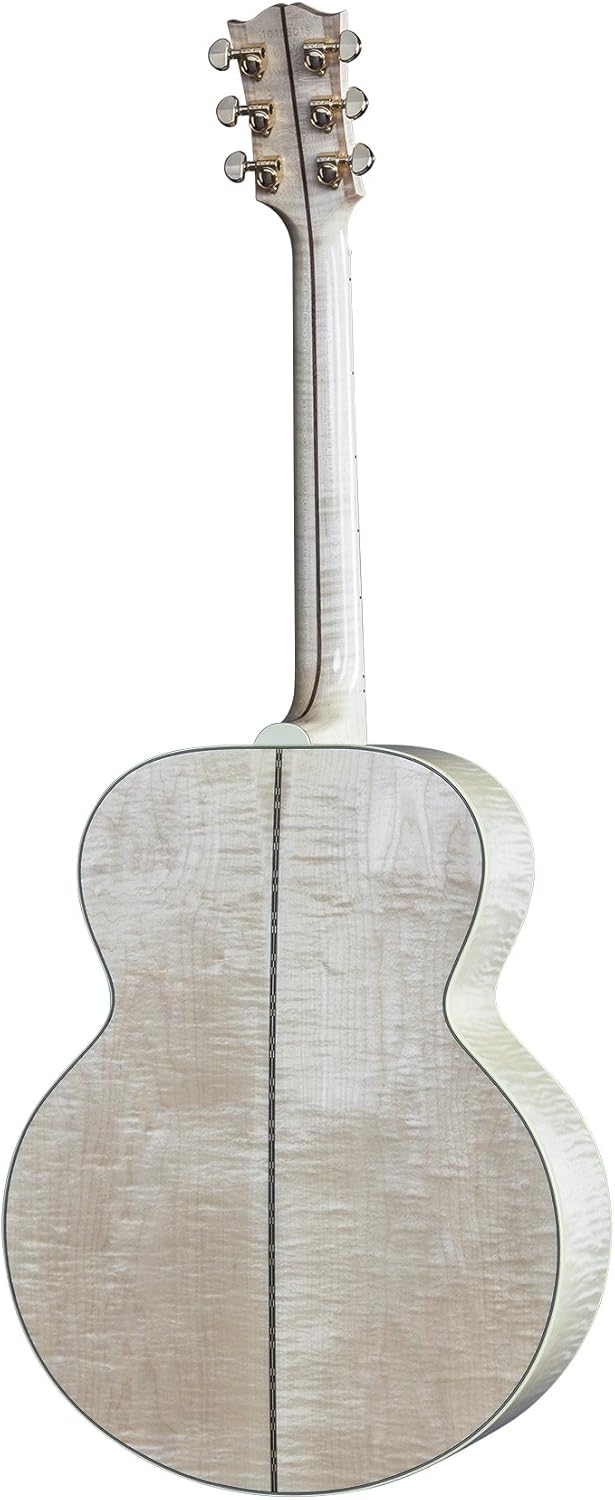 Буцах view of the Gibson J-200 Standard Acoustic-Electric Guitar showing the maple wood grain.