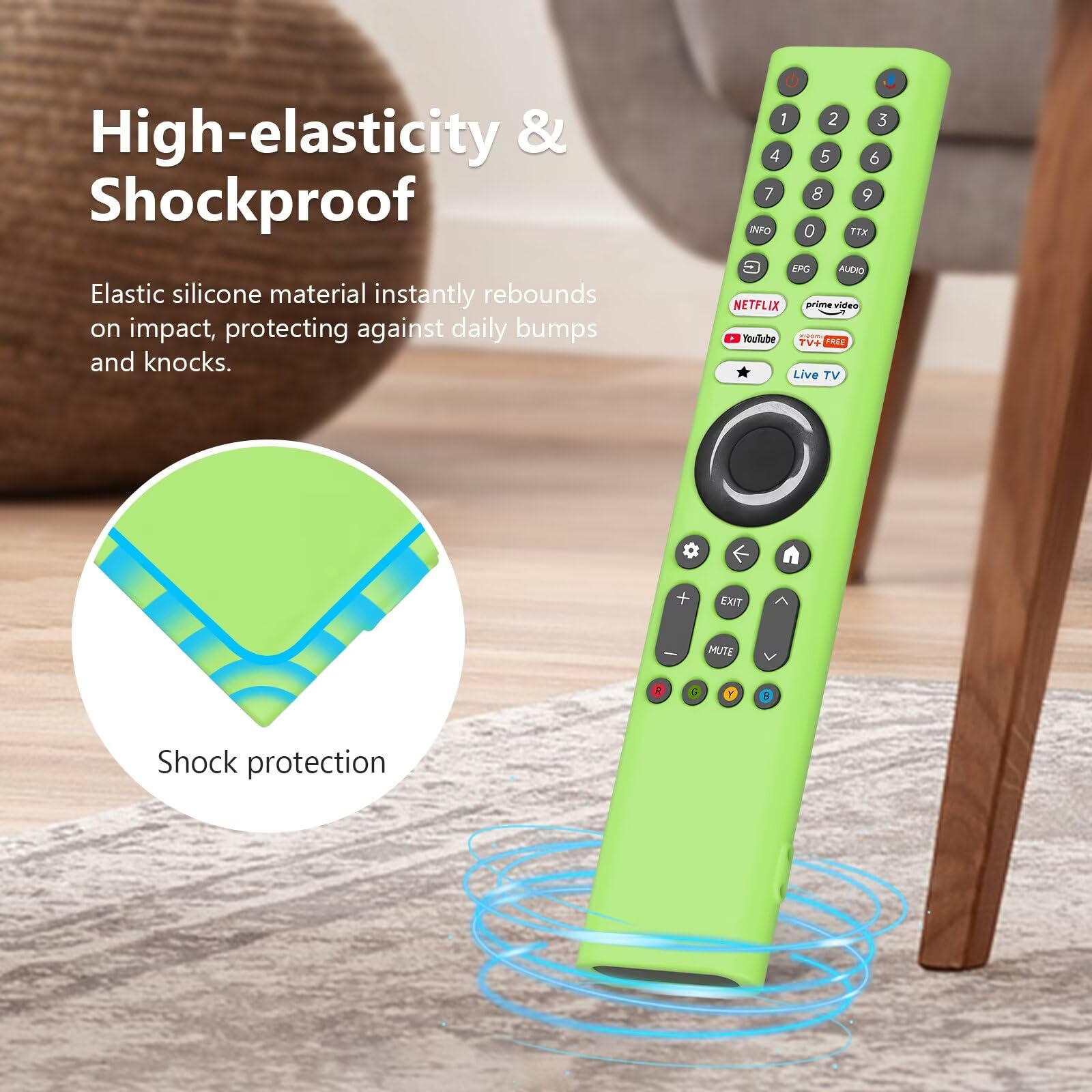 FTRONGRT Cover Compatibile con Xiaomi XMRM-P3, Ultrasottile e Leggero, Anticollisione, Cover Protettiva per Telecomando in Silicone.Verde Luminoso