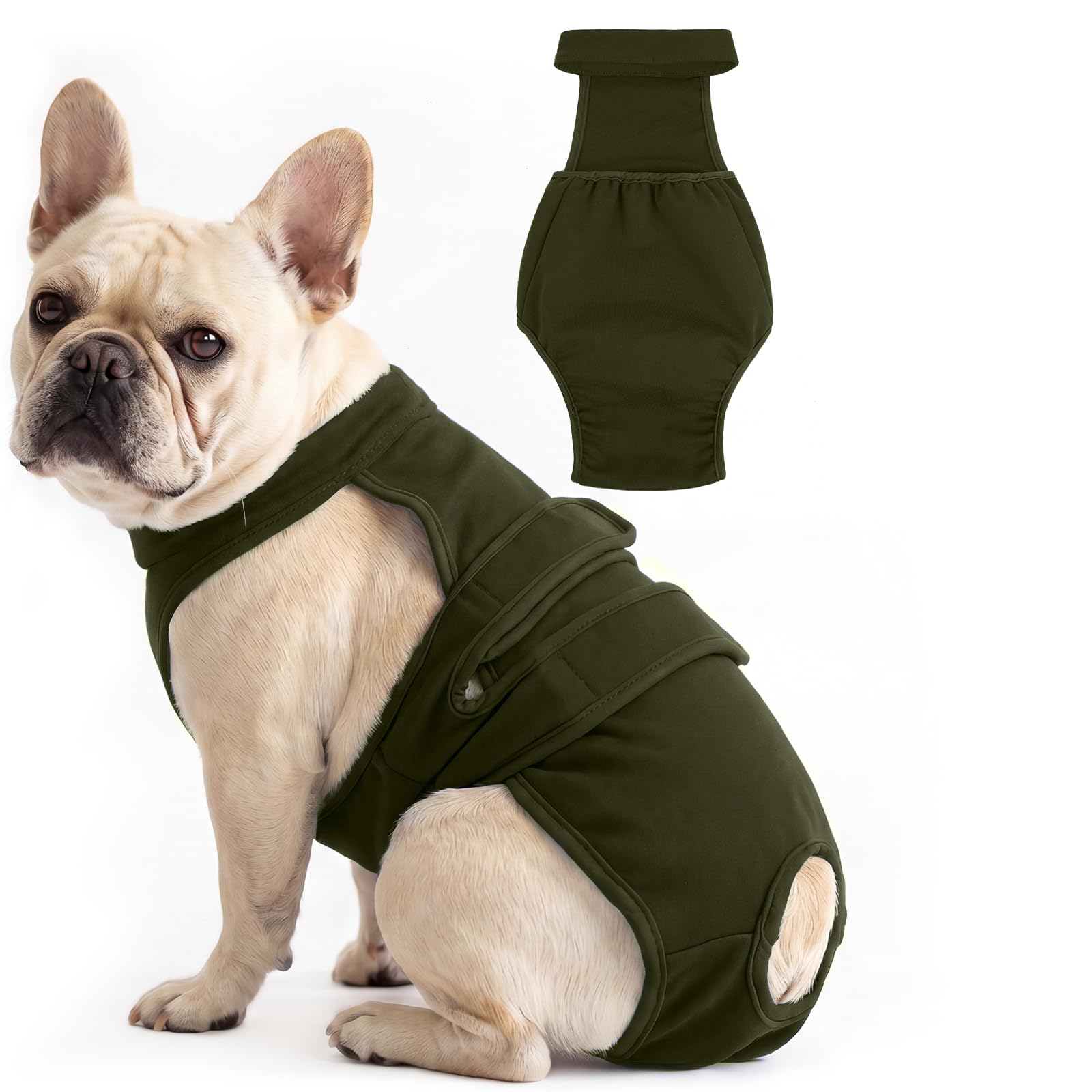 Lelepet Dog Nappies Female, Reusable Dog Period Diaper, Army Green L