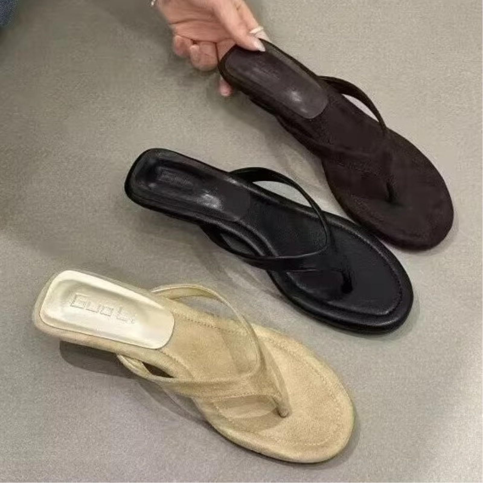 Pantofole da donna infradito con zeppa francese, scarpe estive con plateau, sandali infradito in stile elegante, suola morbida antiscivolo casual per passeggiate all'aperto