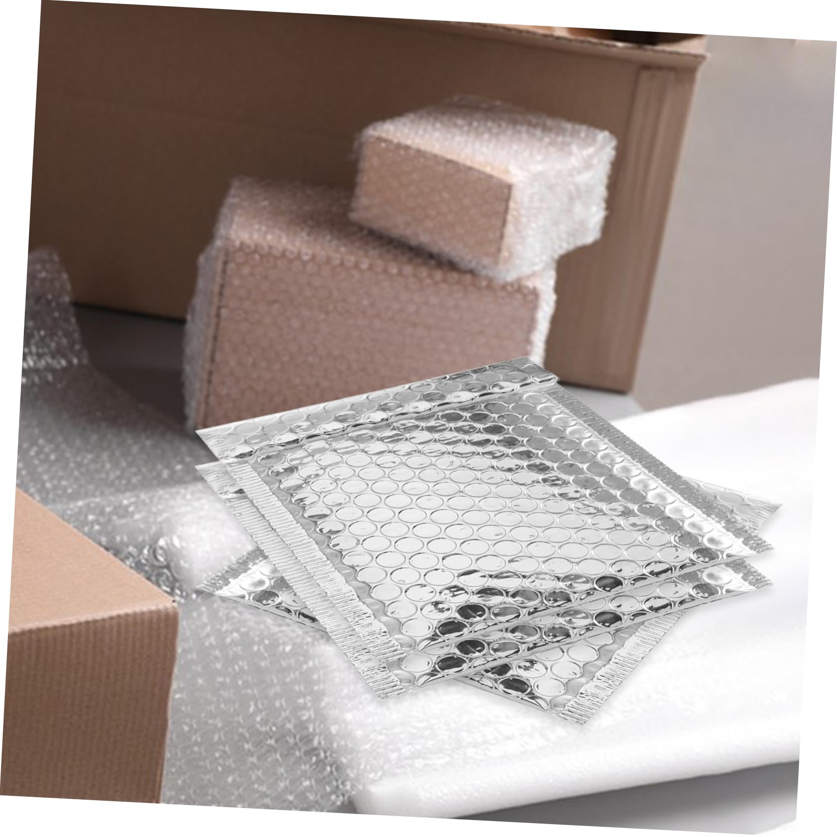 Housoutil Enveloppes à Bulles en Film Laminé 100 Pcs Auto-scellantes Argentées l'école pour Expédition de Livres la Maison