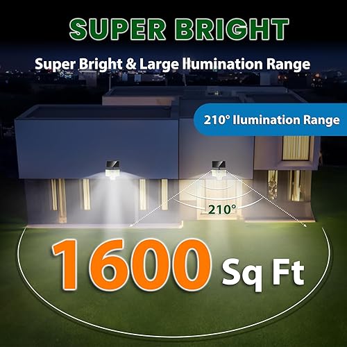 Miniatura 3 de AmeriTop Luces solares para exteriores, paquete de 2 189 luces LED de alto brillo inalámbricas con sensor de movimiento 4 cabezales, iluminación